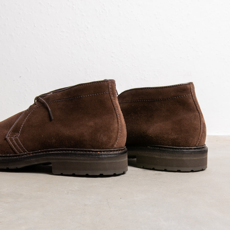 Alden dark brown suede chukka on rubber sole