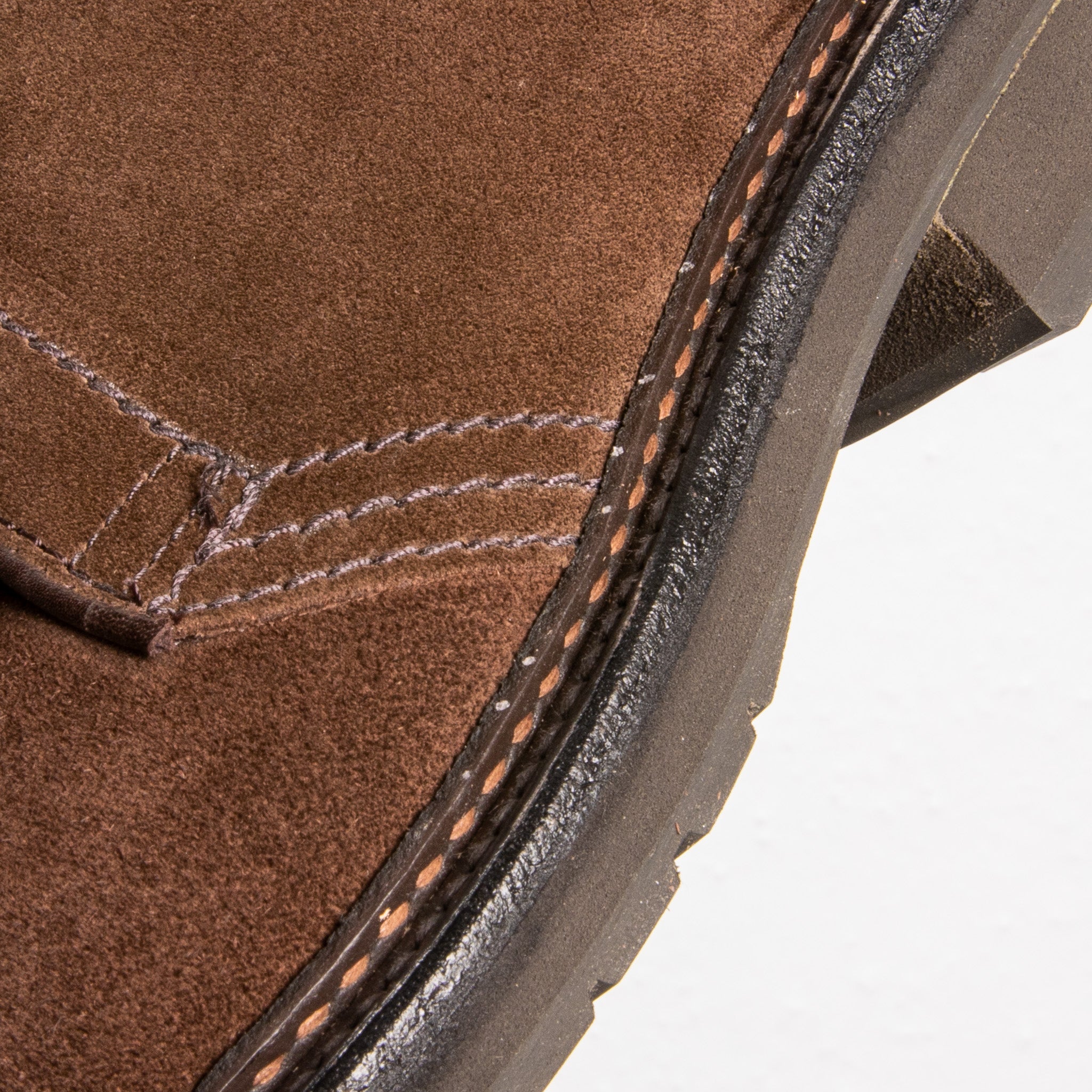 Alden dark brown suede chukka on rubber sole