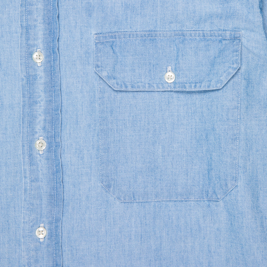 Orslow Safari Button Down Chambray Shirt Bleached