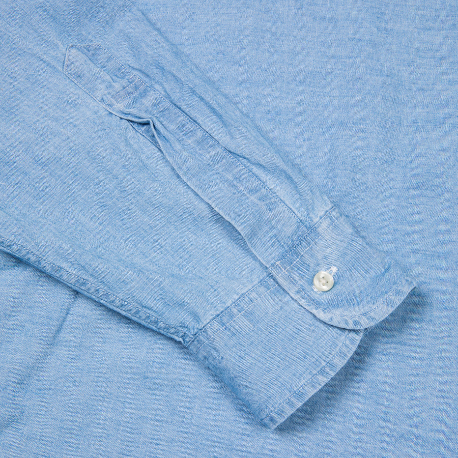 Orslow Safari Button Down Chambray Shirt Bleached