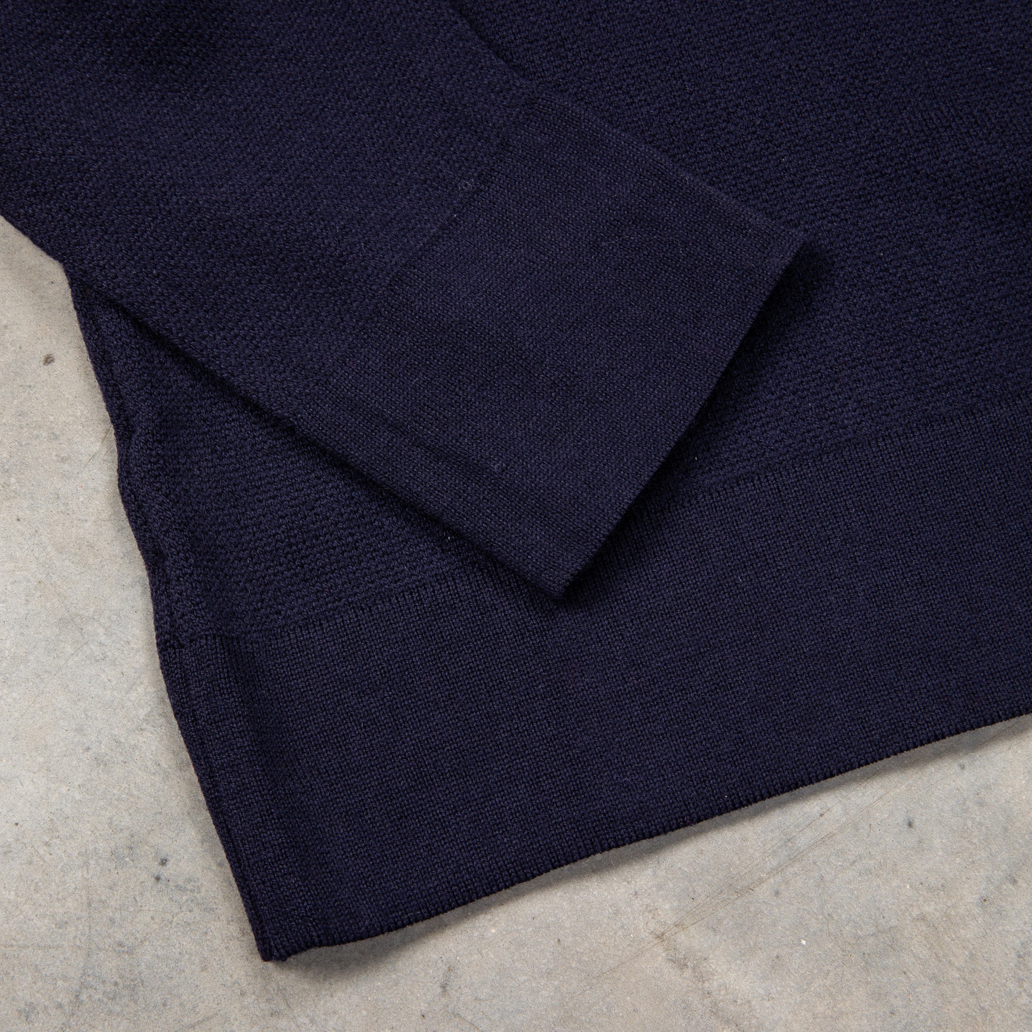 William Lockie Birdseye Solid Merino Wool Polo Blu Navy