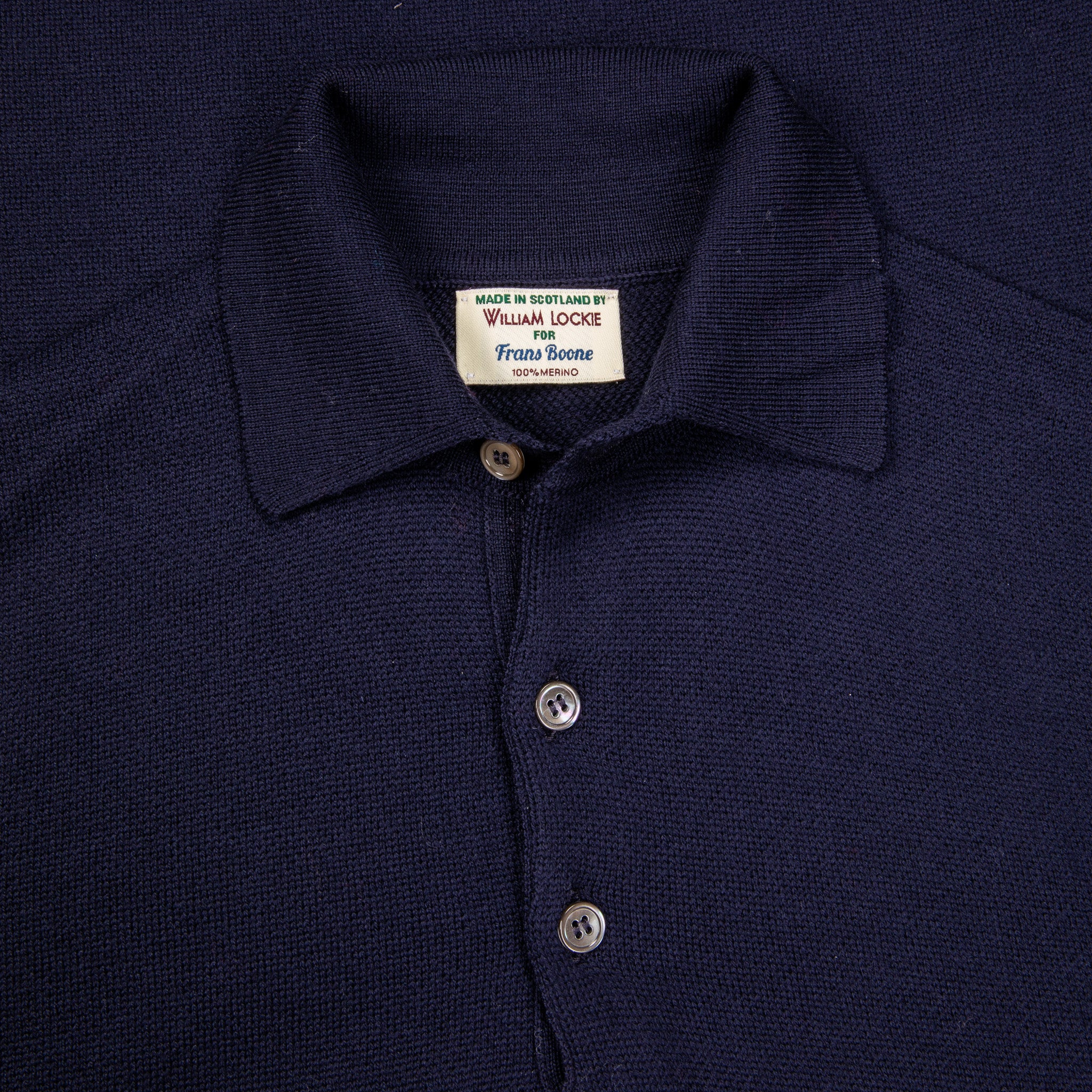 William Lockie Birdseye Solid Merino Wool Polo Blu Navy