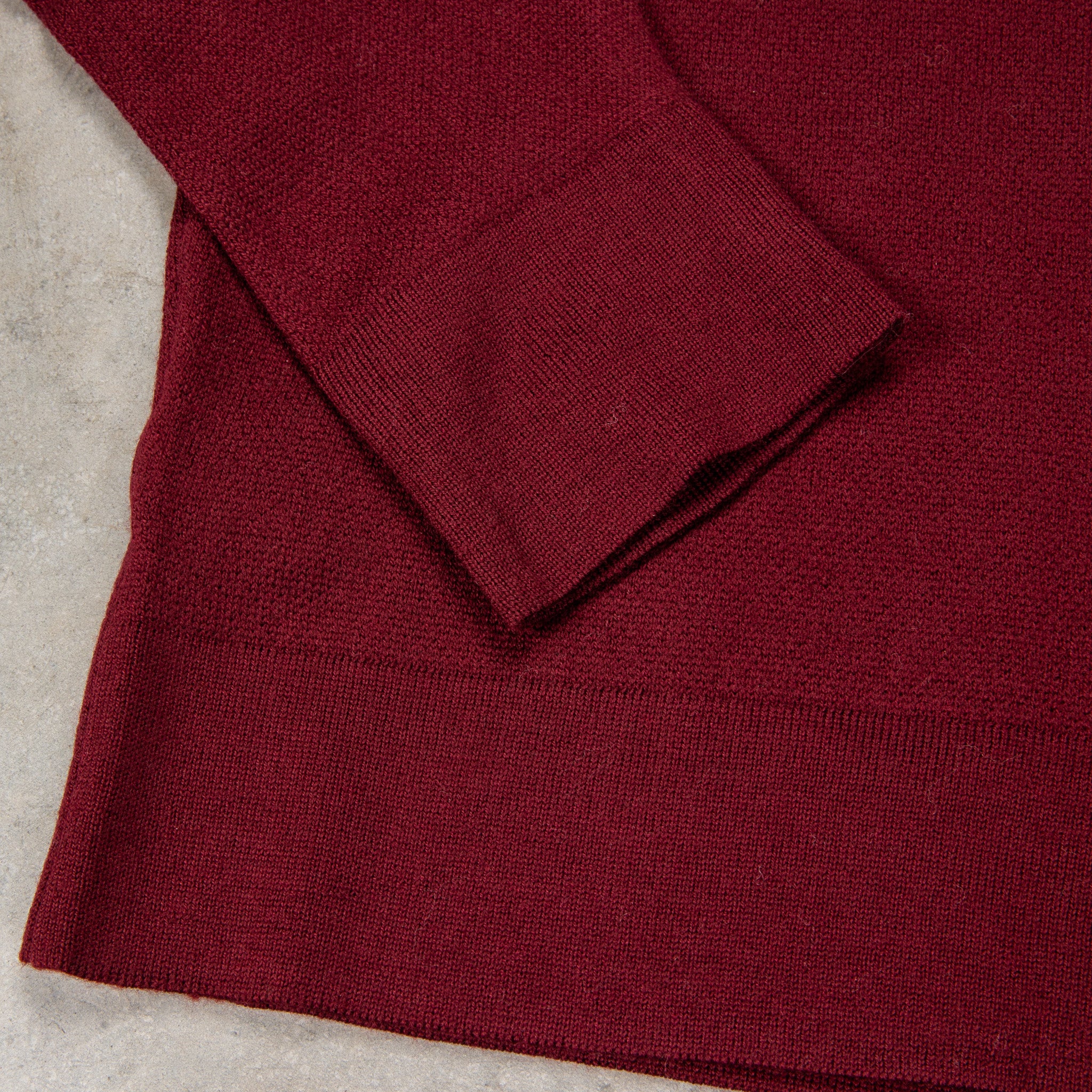 William Lockie Birdseye Solid Merino Wool Polo Wine