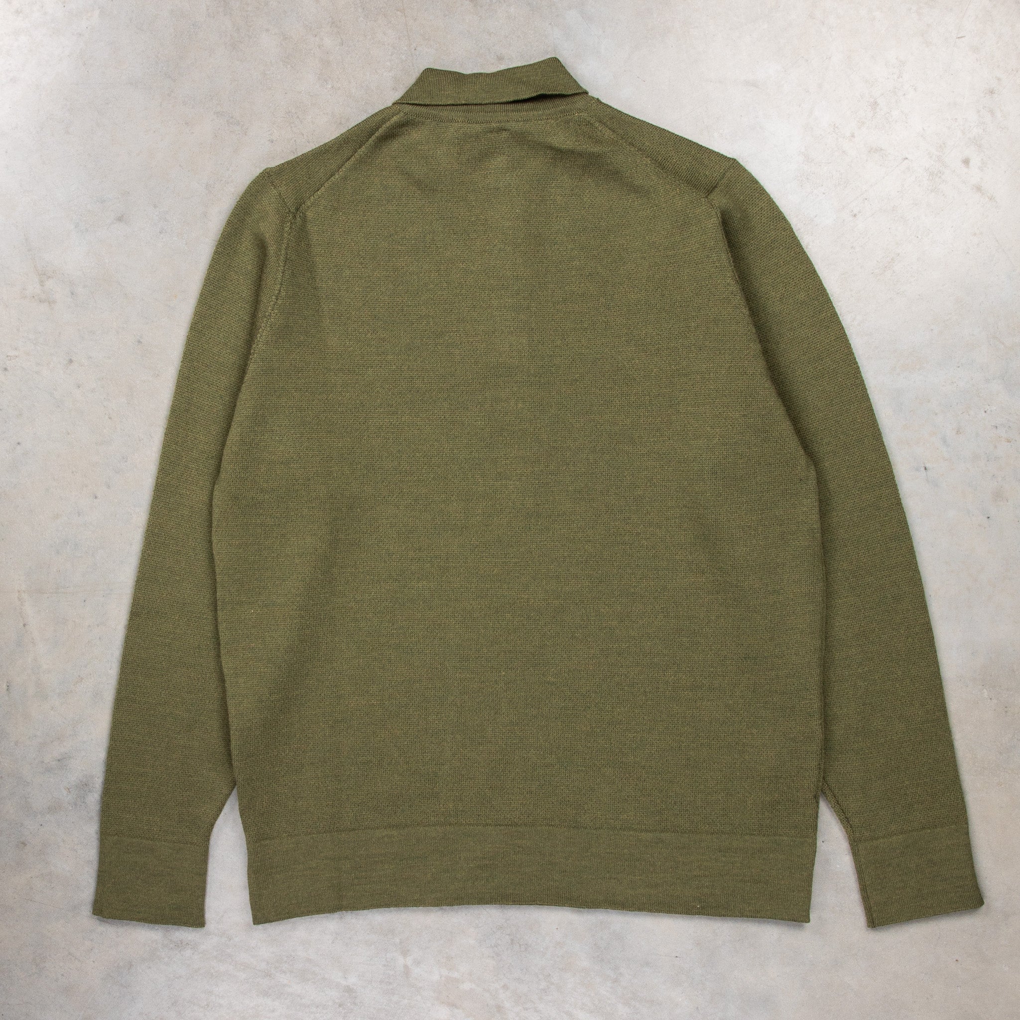 William Lockie Birdseye Solid Merino Wool Polo Olive