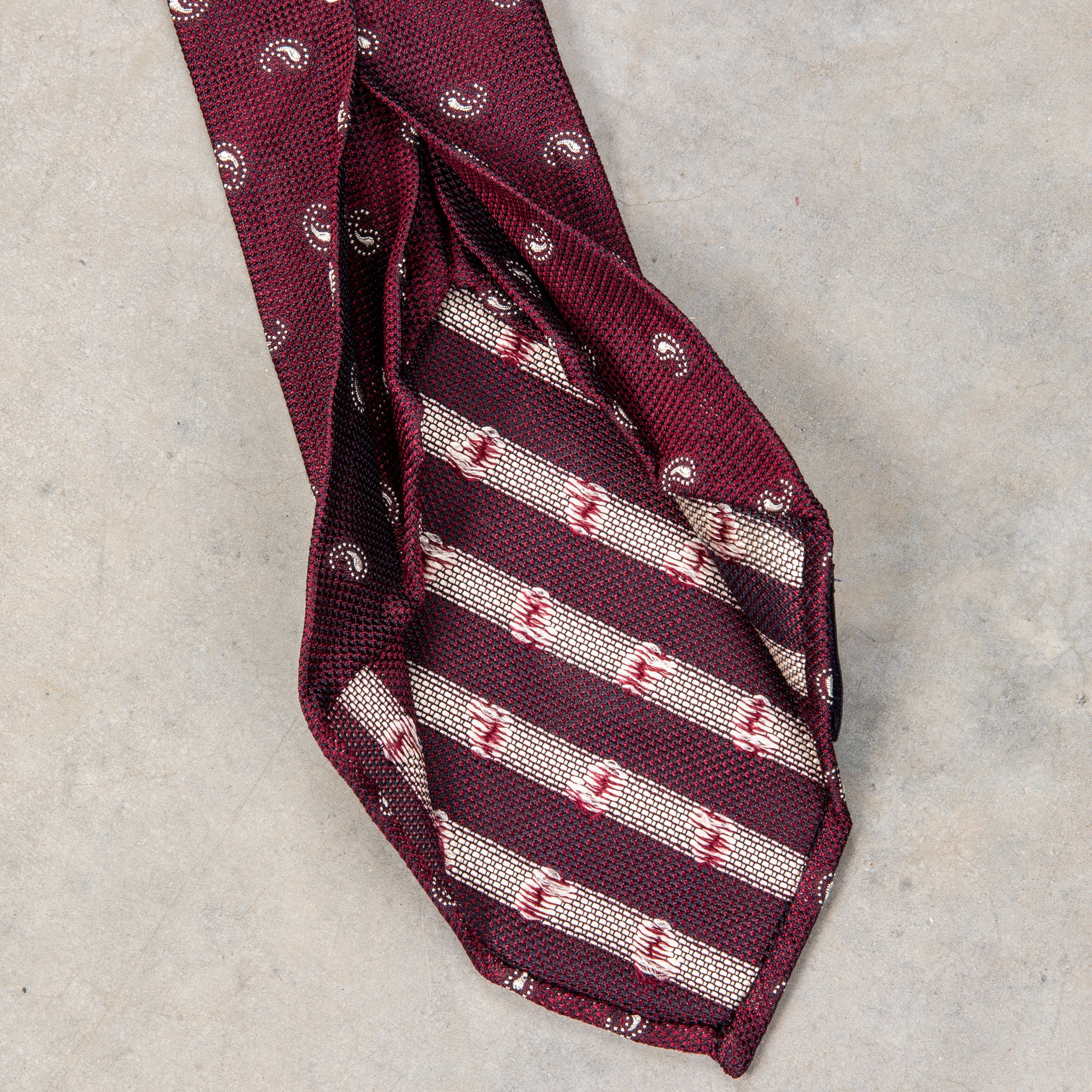 Finamore Cravatta &quot;Sette Pieghe&quot; Grenadine Paisley Bordo