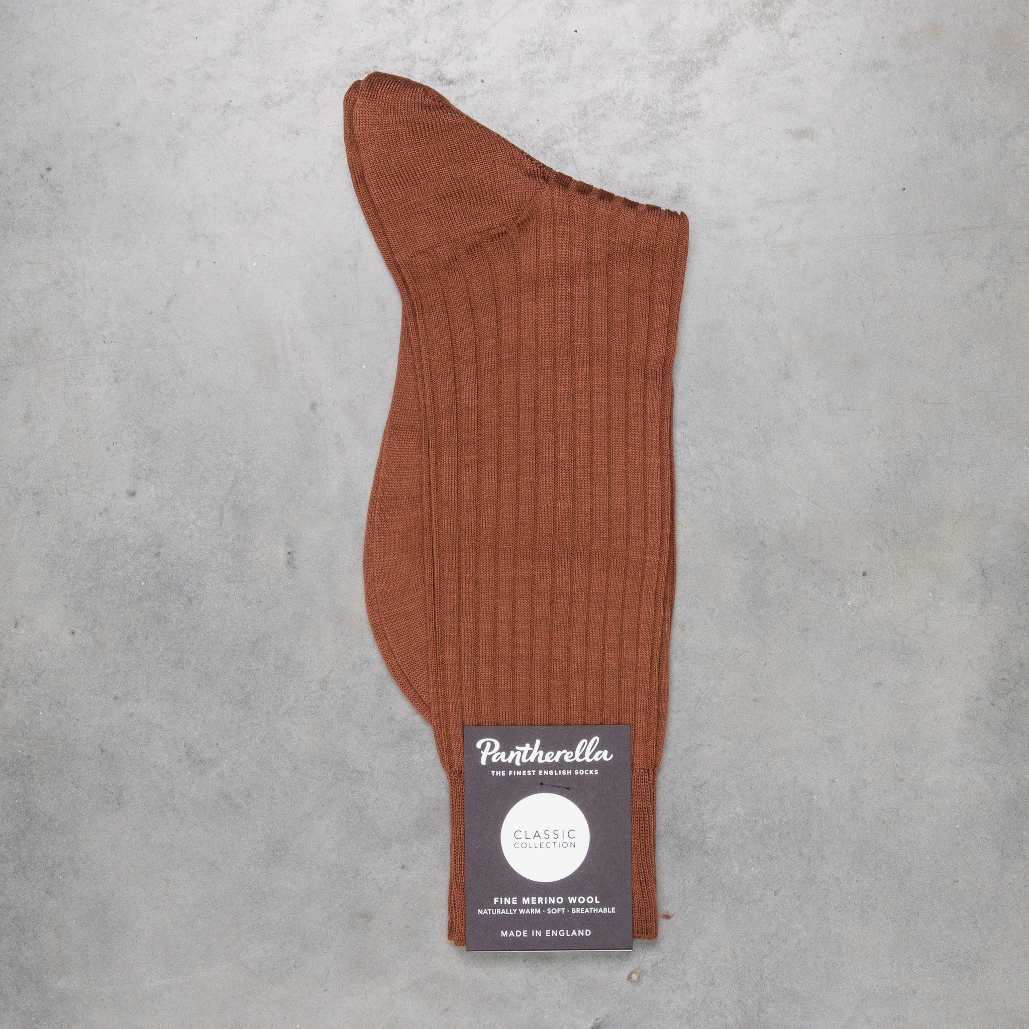 Pantherella Laburnum Merino Wool Ankle High Socks Conker