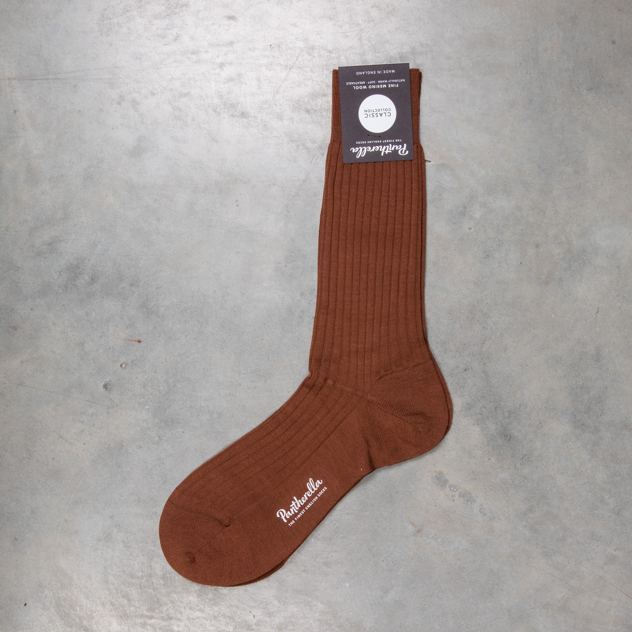 Pantherella Laburnum Merino Wool Ankle High Socks Conker