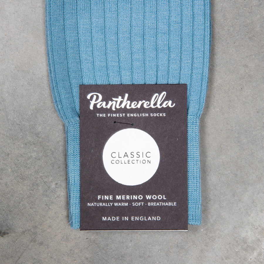 Pantherella Laburnum Merino Wool Ankle High Socks Blue Mist