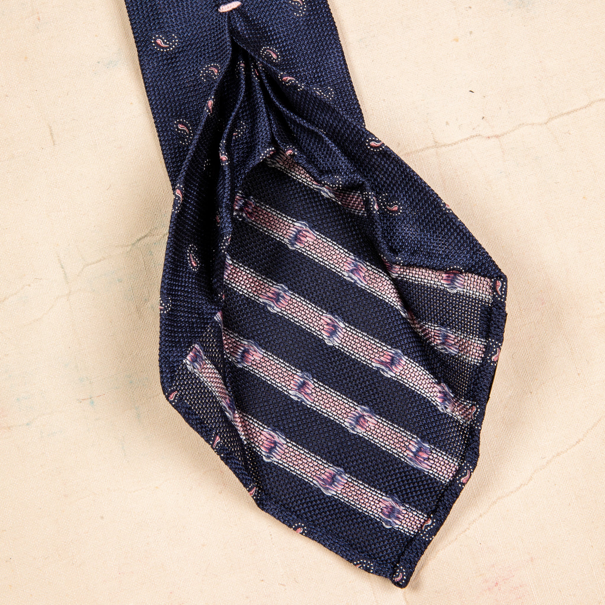 Finamore Cravatta &quot;Sette Pieghe&quot; Grenadine Paisley Blu