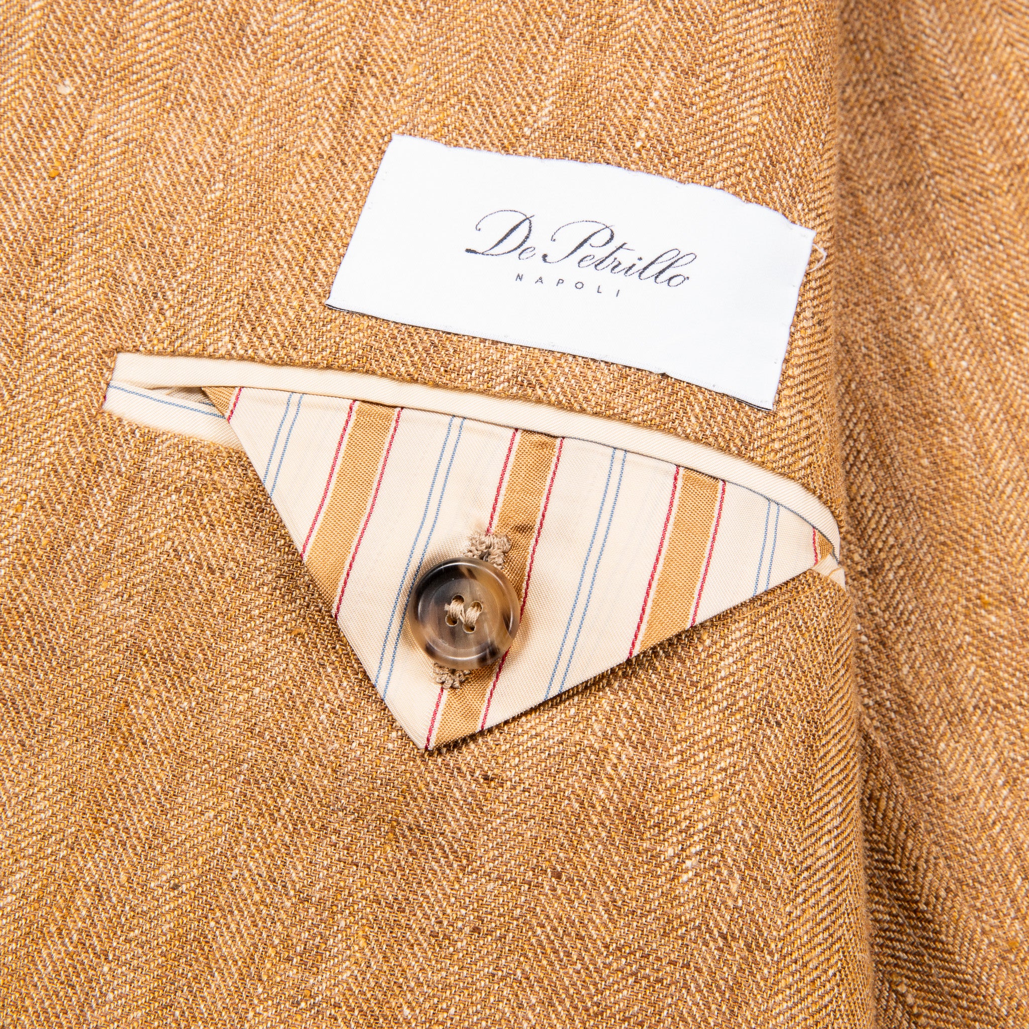De Petrillo Coroglio Linen Jacket fine herringbone camel – Frans