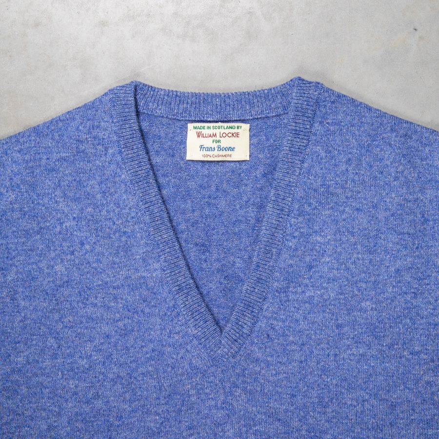 William Lockie Oxton Cashmere V-Neck Lapis
