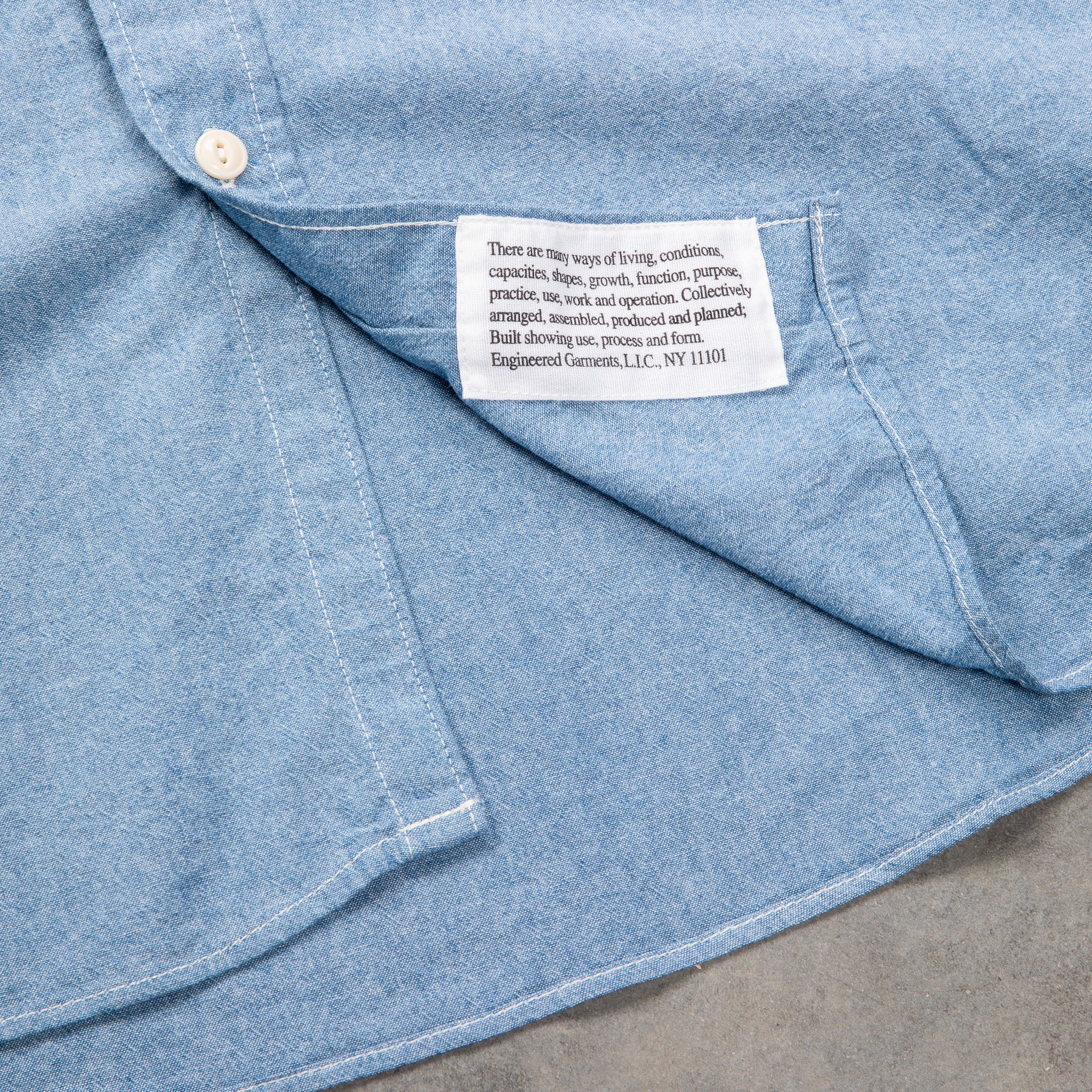 Engineered Garments Work Shirt Light Blue 4.5oz Cotton Chambray