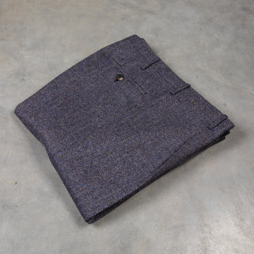 Rota Pantaloni High Rise Regular Fit Flannel Herringbone Indigo Blu