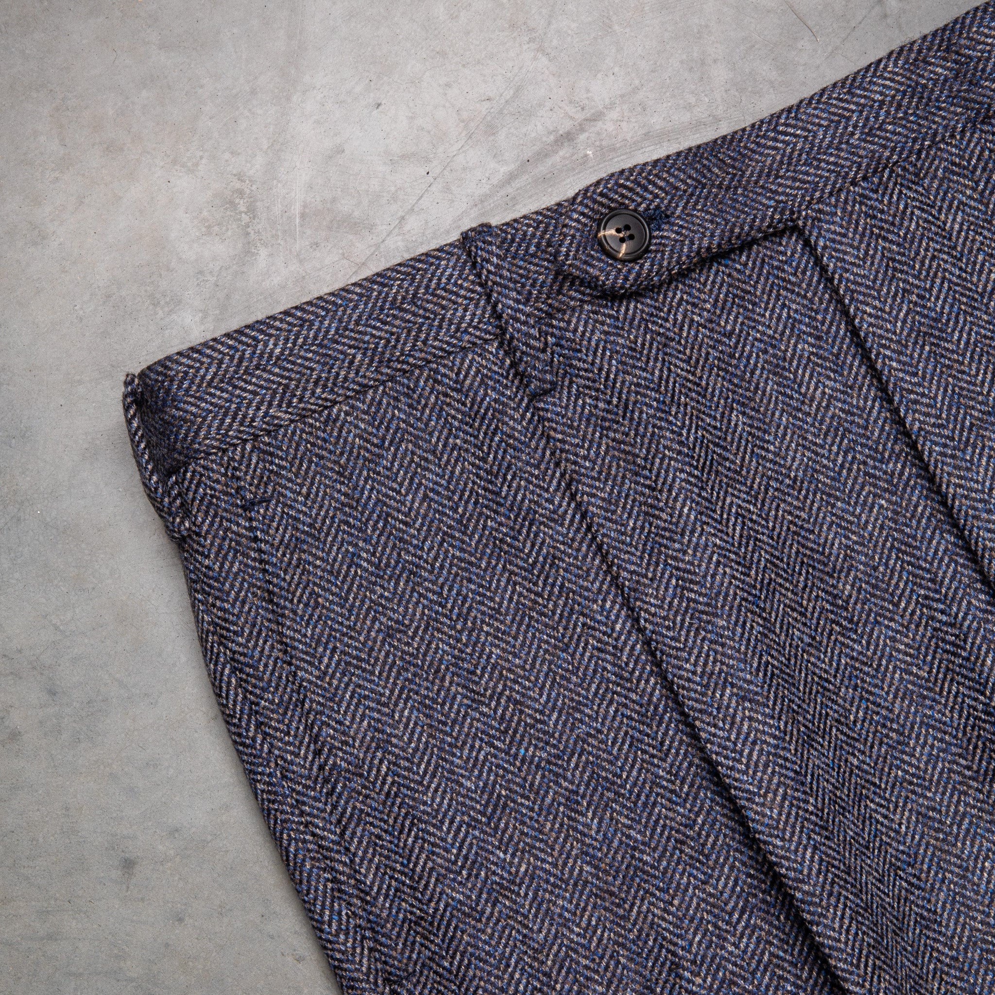 Rota Pantaloni High Rise Regular Fit Flannel Herringbone Indigo Blu