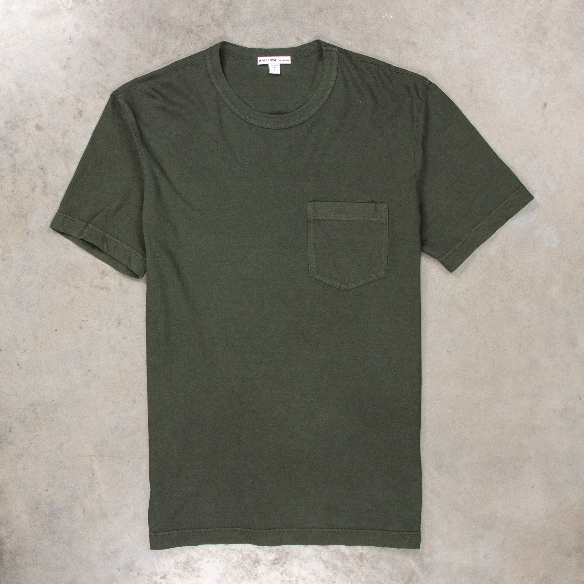 James Perse Crew Neck Pocket Tee Dark Olive