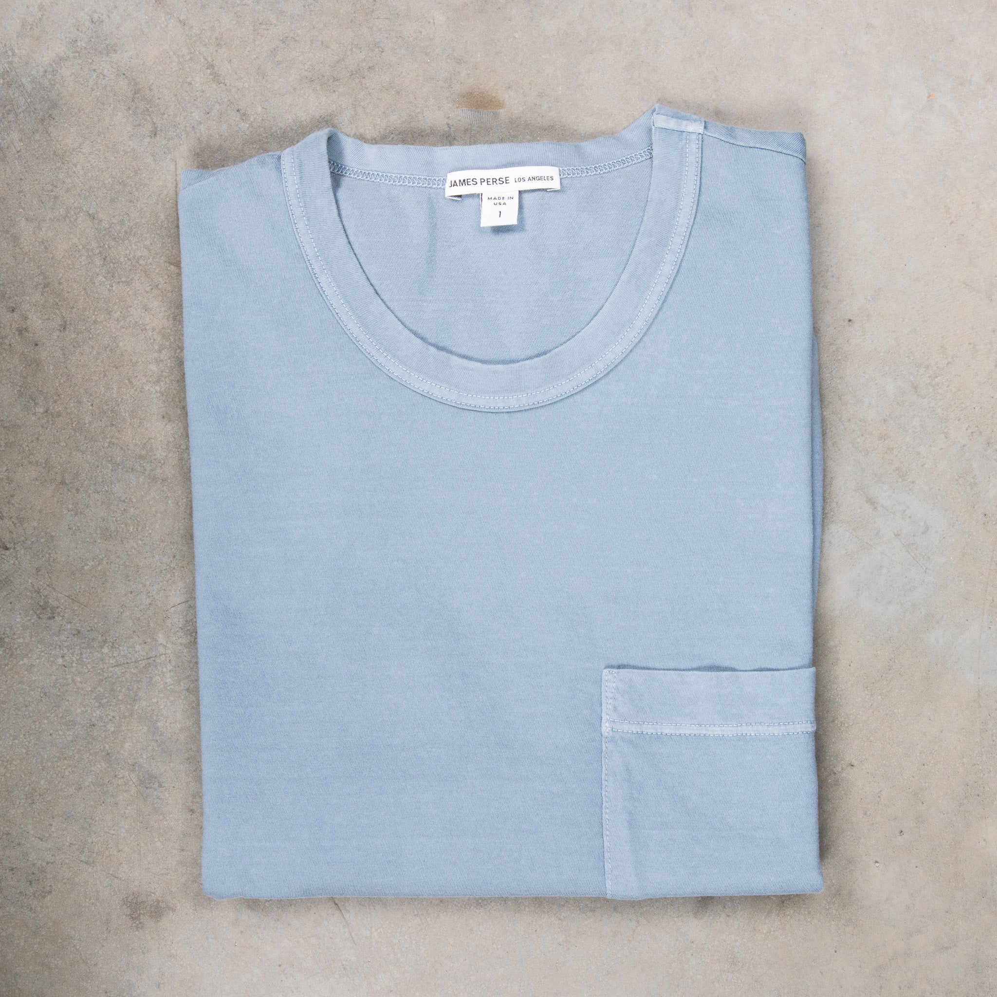 James Perse Crew Neck Pocket Tee Bluestone