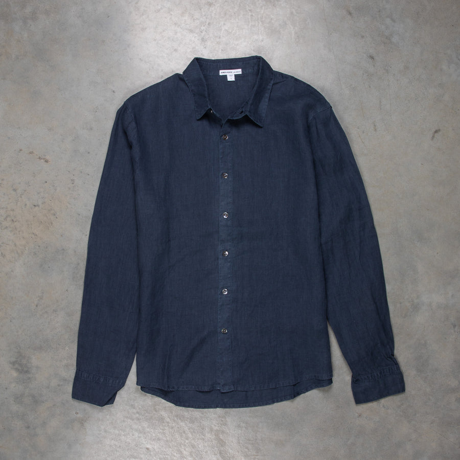 James Perse Classic Linen shirt Blue Oil