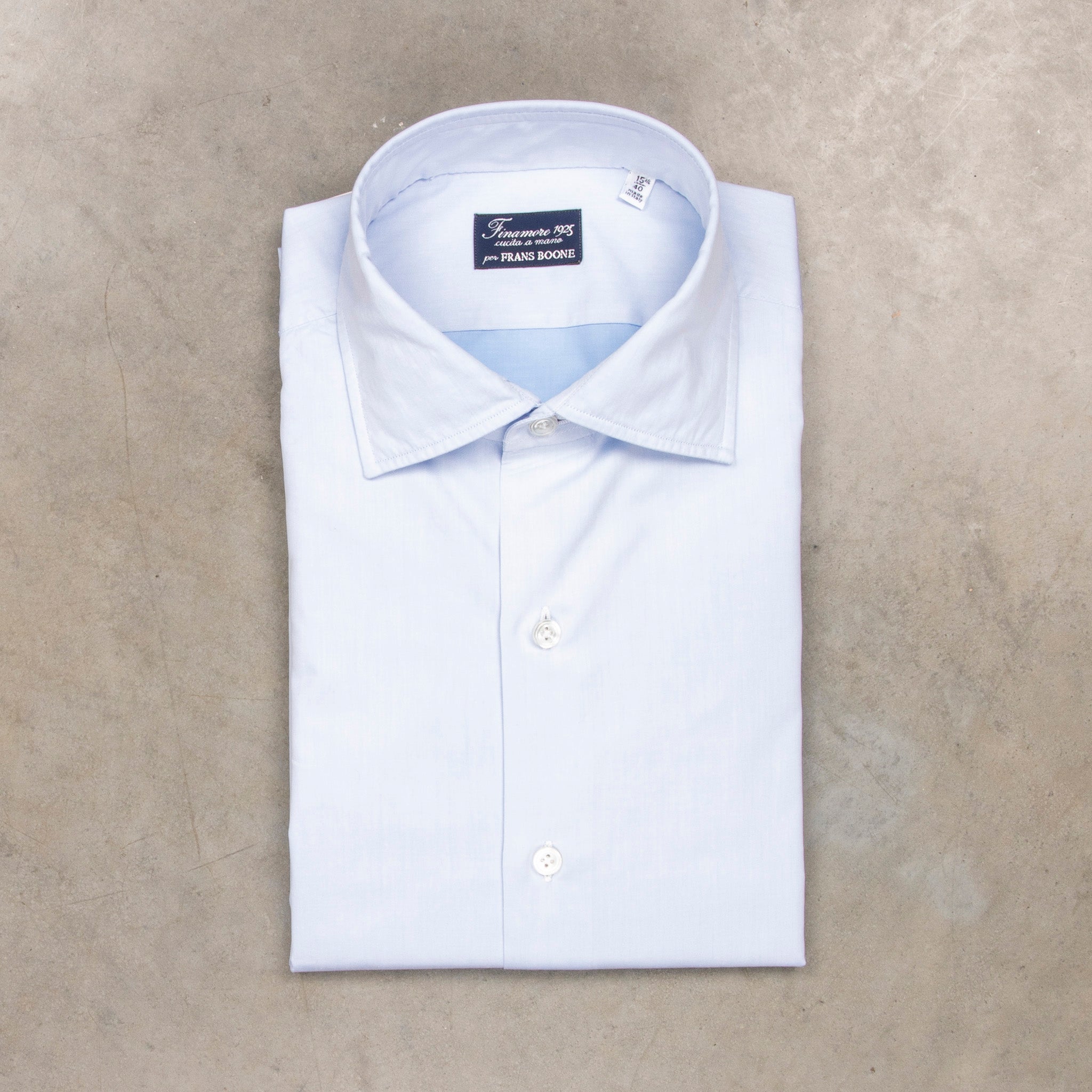 Finamore Napoli Fit Collo Luigi Soft Light Blue 170 Sea Island Twill