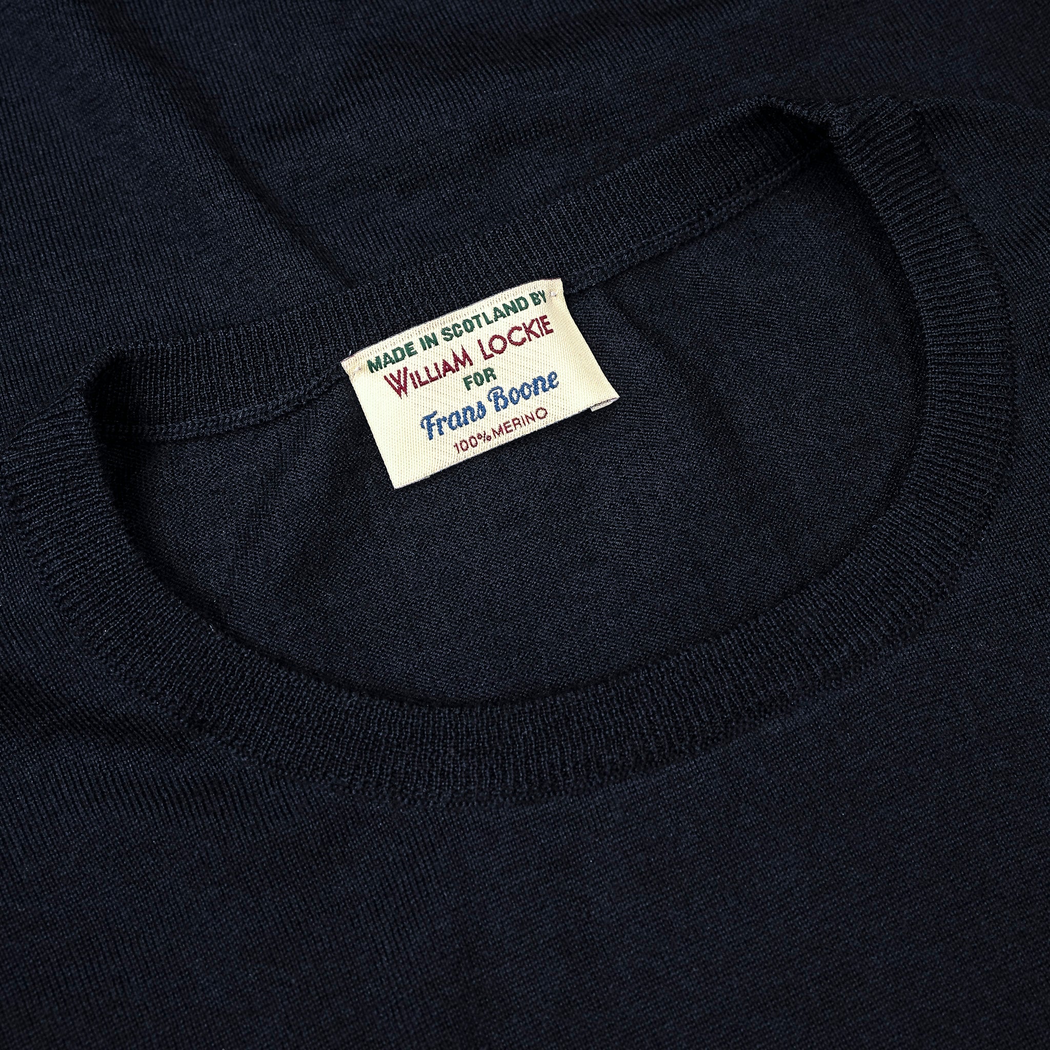 William Lockie x Frans Boone 30G Loro Piana 170's Wish Crew Neck Nero Navy
