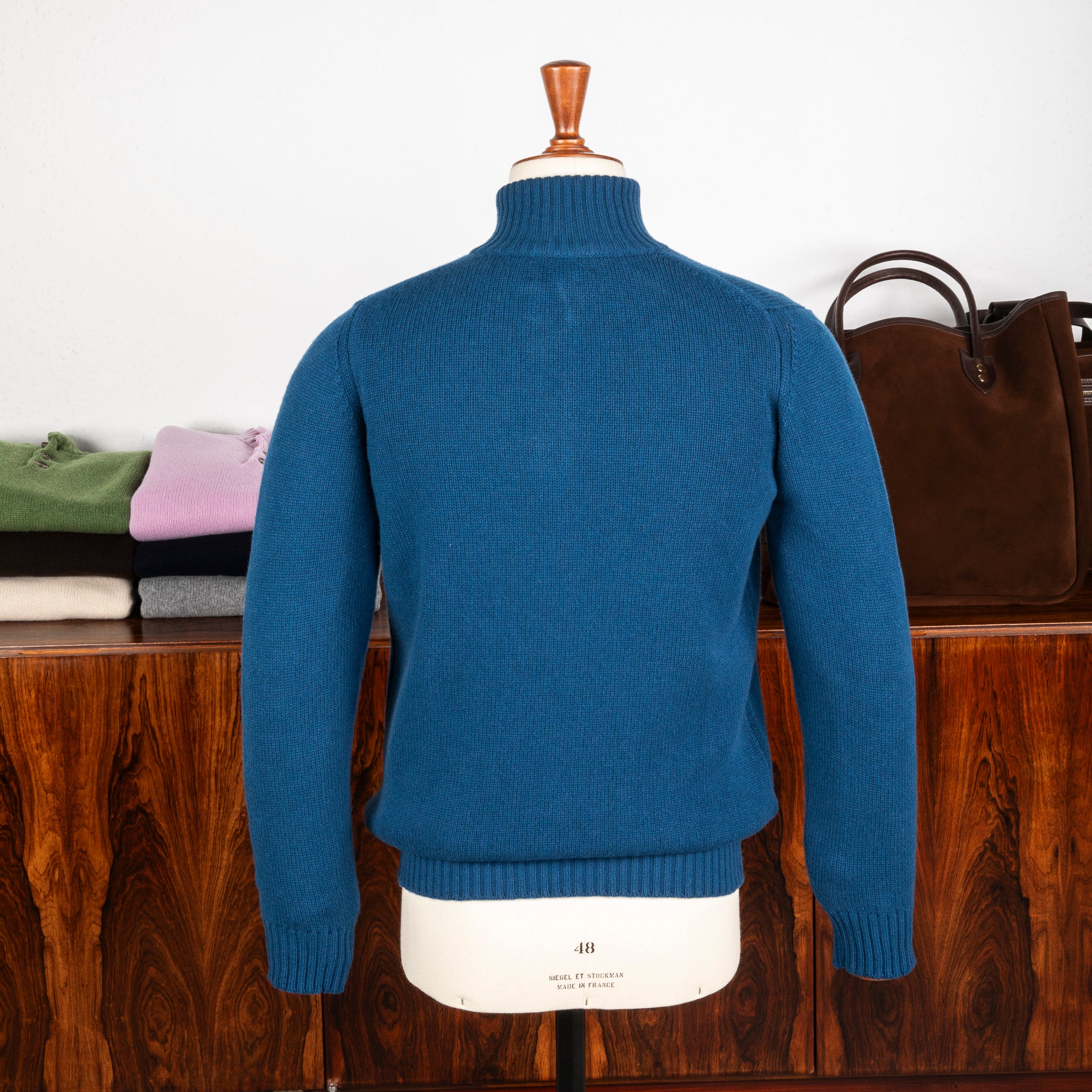 William Lockie x Frans Boone Baby Lambswool 4-Button Mock Neck Skipper