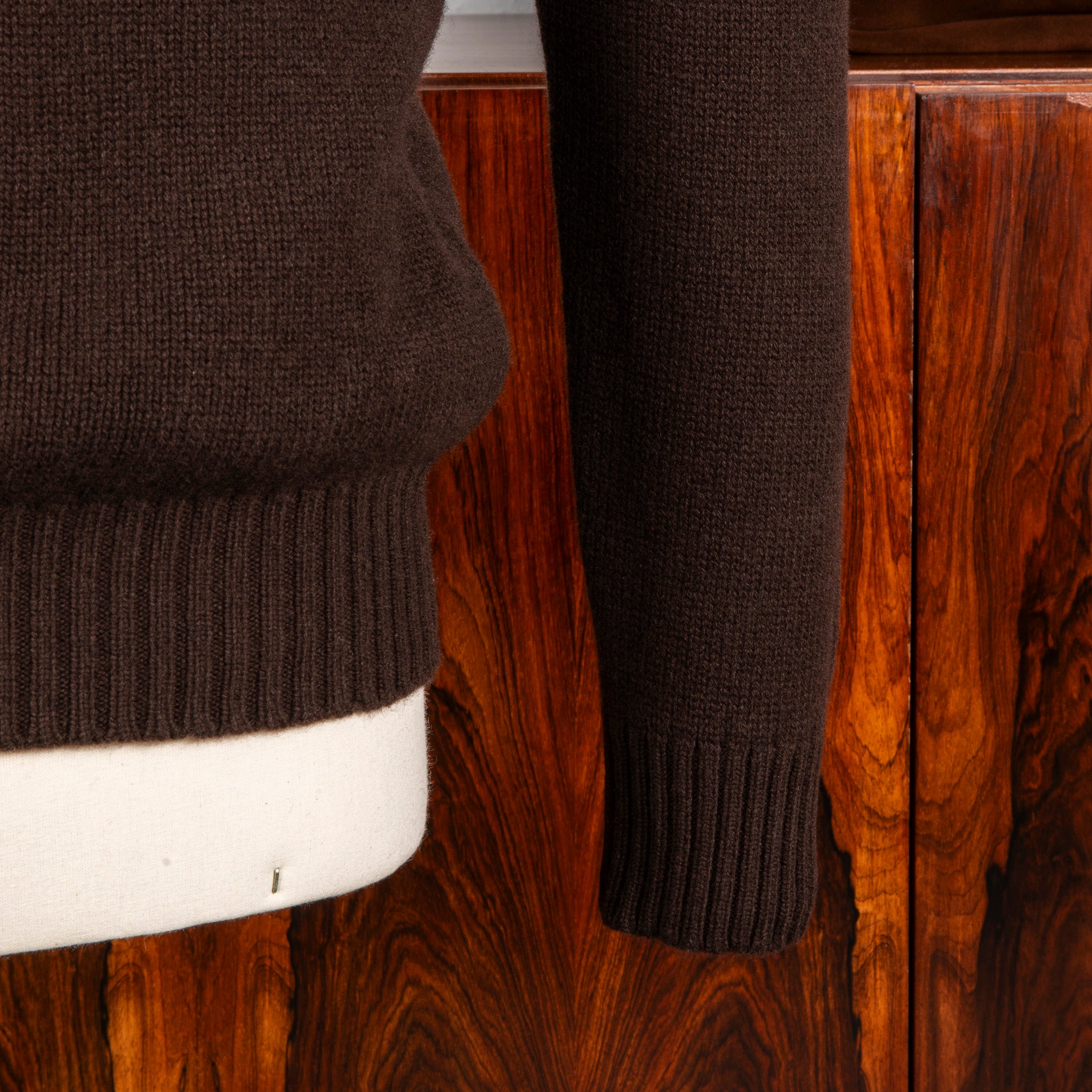 William Lockie x Frans Boone Baby Lambswool 4-Button Mock Neck Caffe