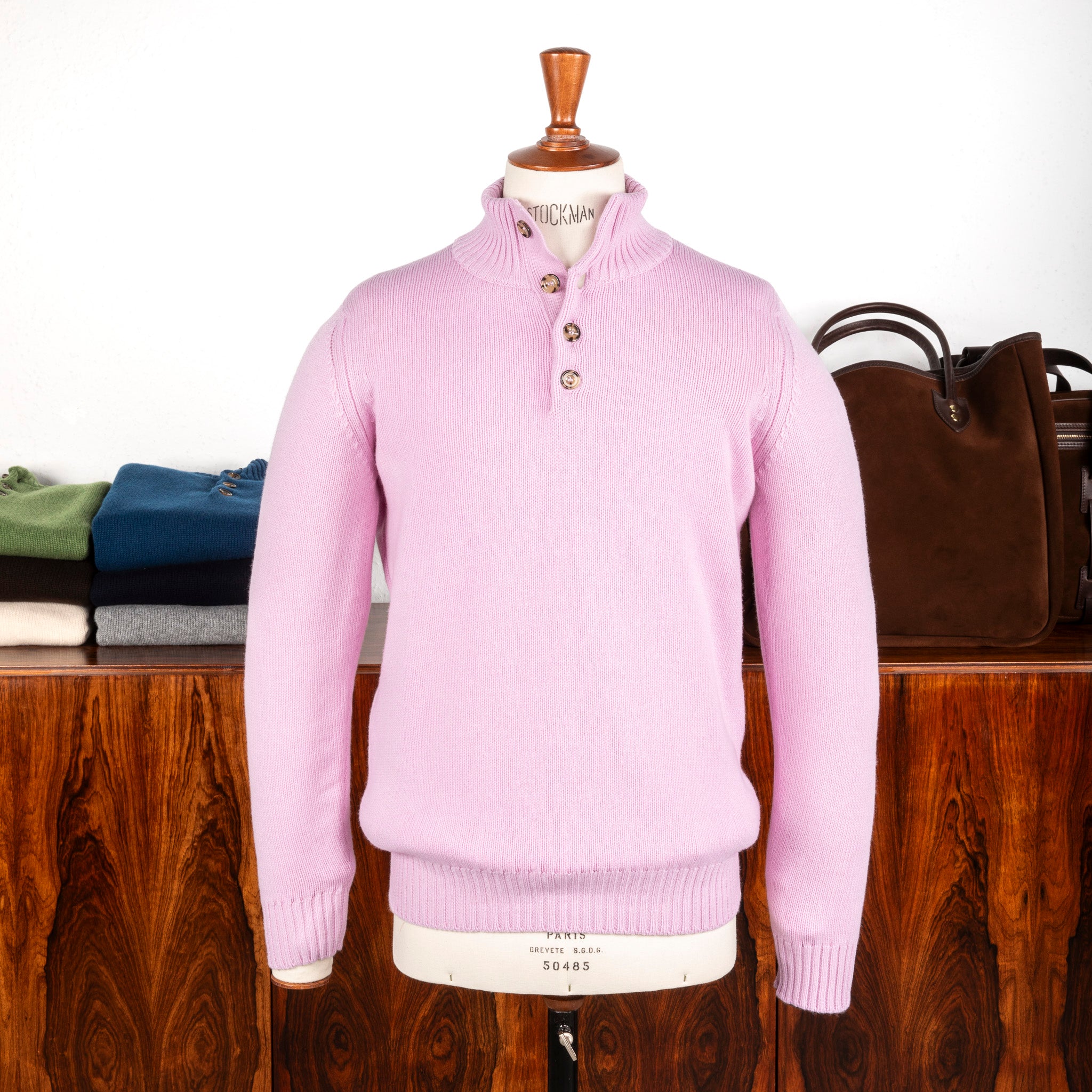 William Lockie x Frans Boone Baby Lambswool 4-Button Mock Neck