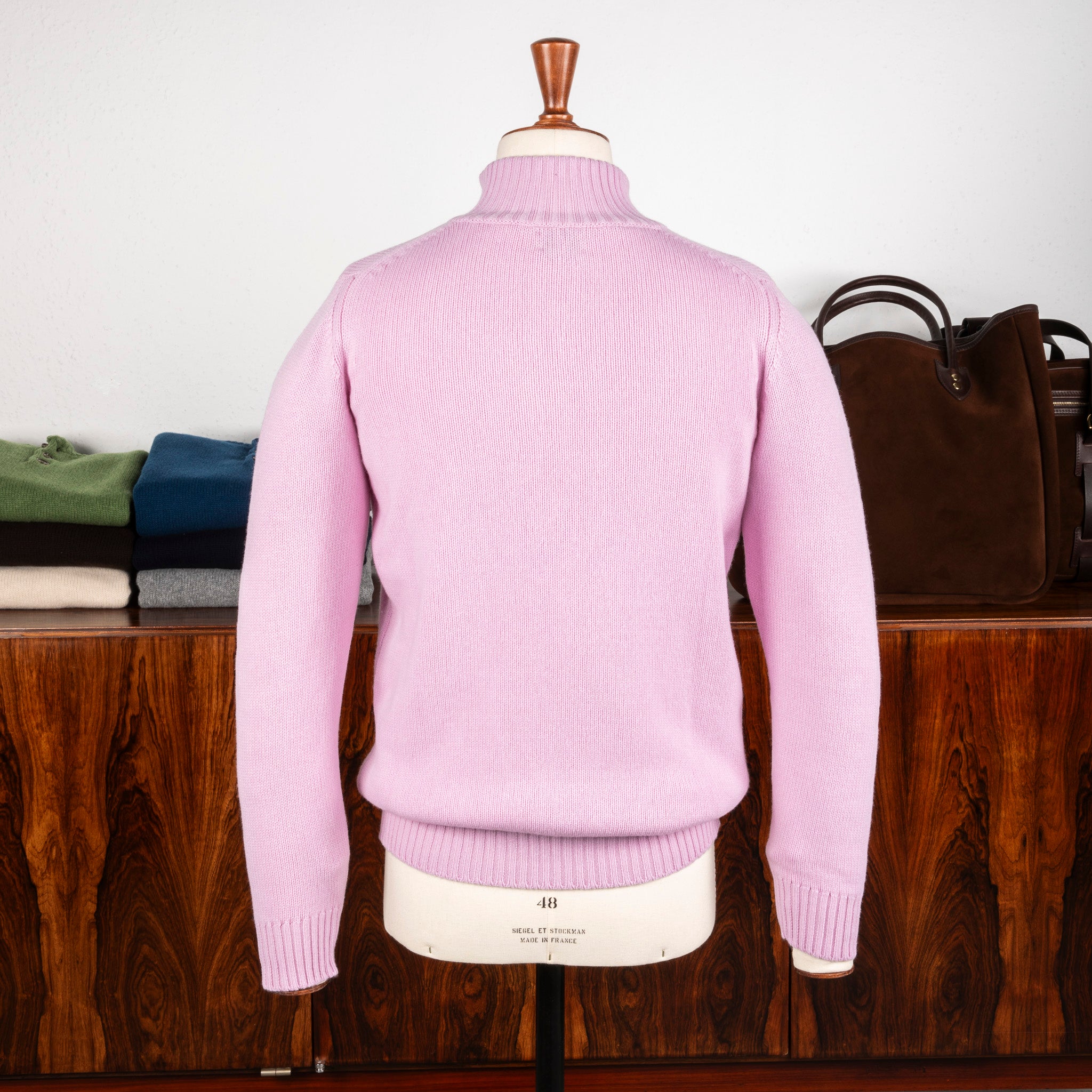 William Lockie x Frans Boone Baby Lambswool 4-Button Mock Neck Malva