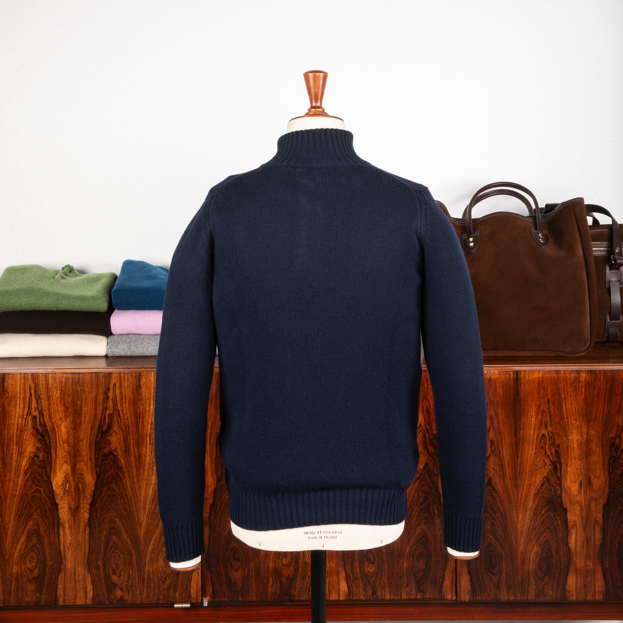 William Lockie x Frans Boone Baby Lambswool 4-Button Mock Neck Marino