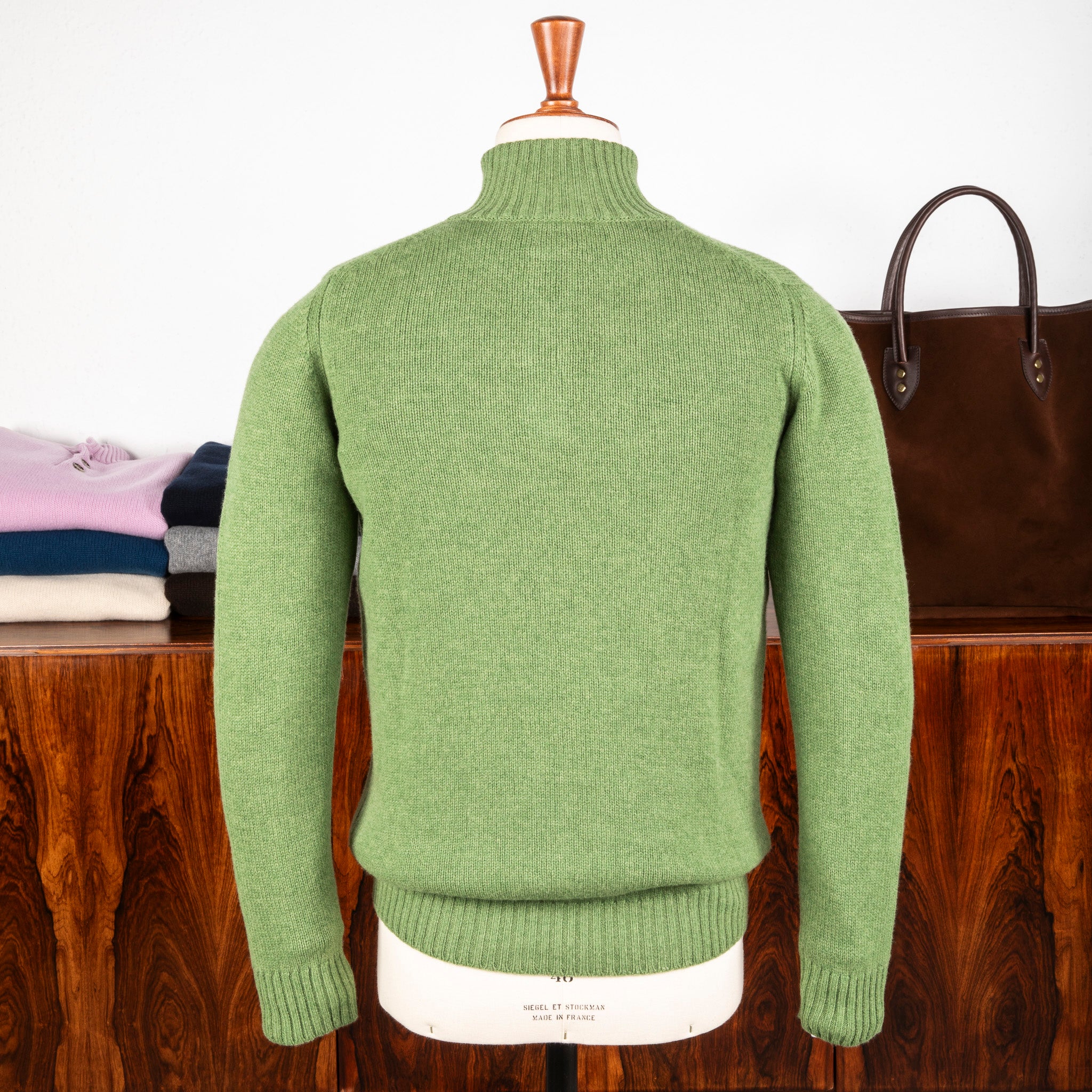 William Lockie x Frans Boone Baby Lambswool 4-Button Mock Neck Siepe
