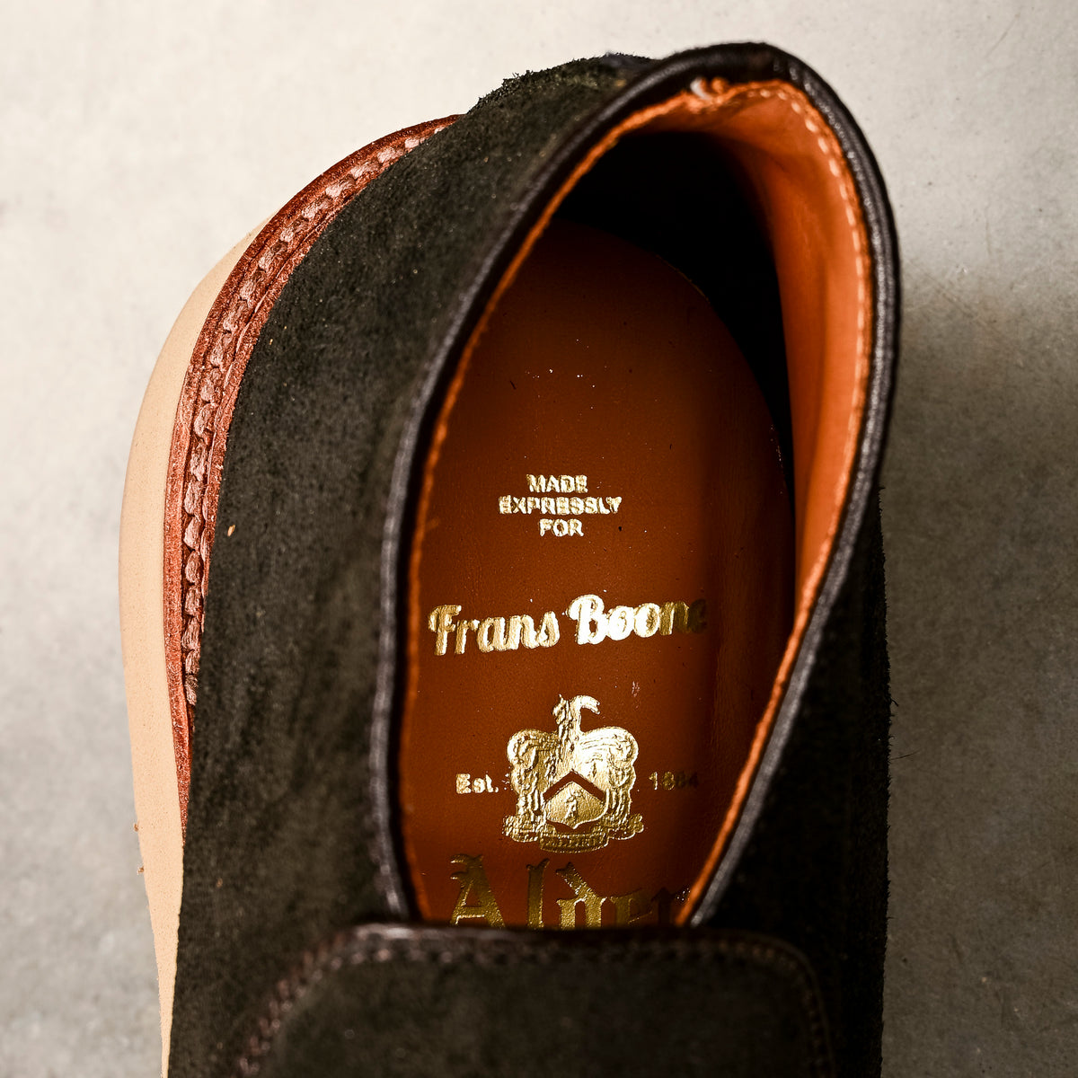 Alden x Frans Boone Slip-on Chukka Reversed Chamois Earth on Goodyear