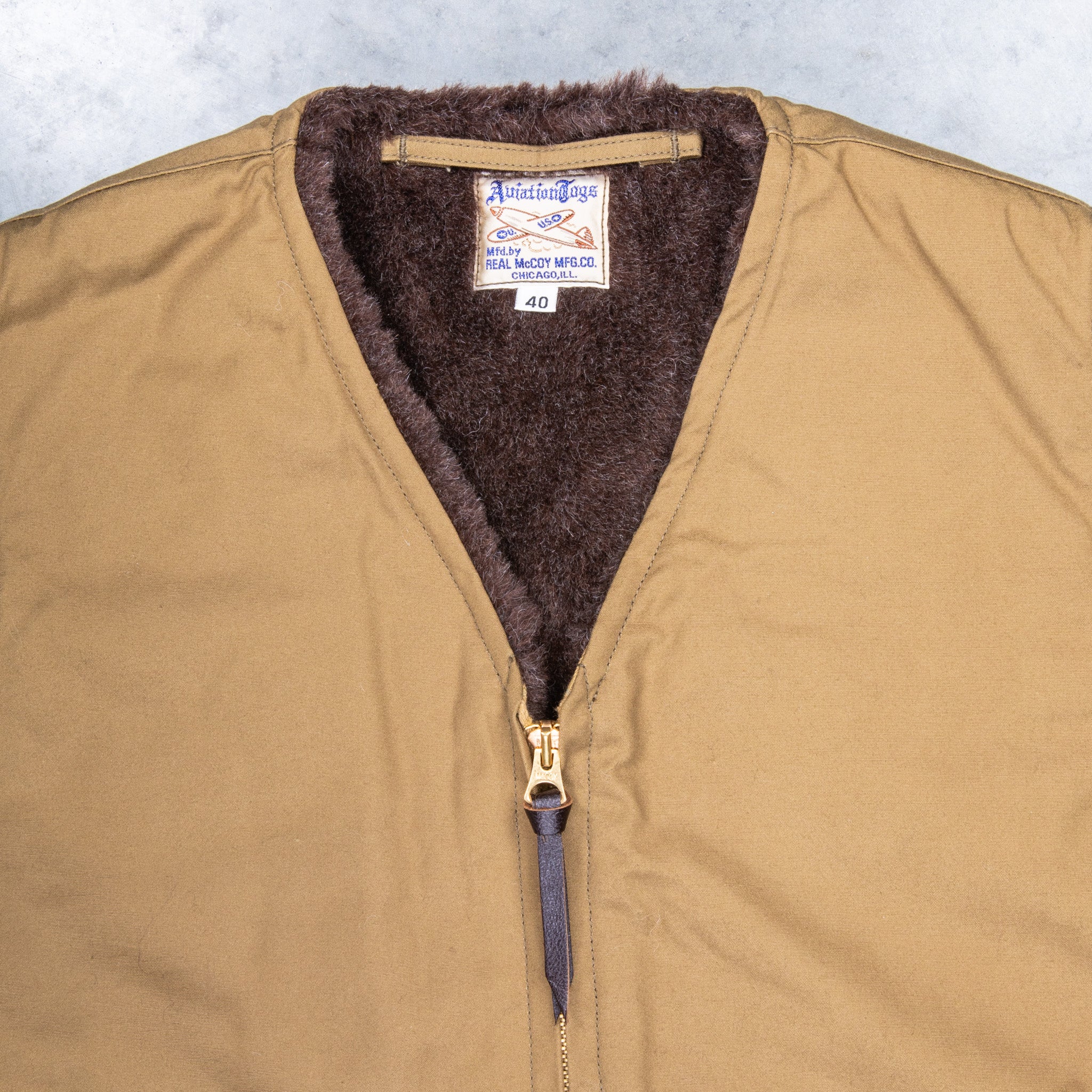 The Real McCoy&#39;s USN Alpaca Vest Khaki