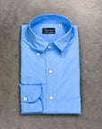 Finamore Tokyo shirt Lucio Collar Alumo poplin Avio blue