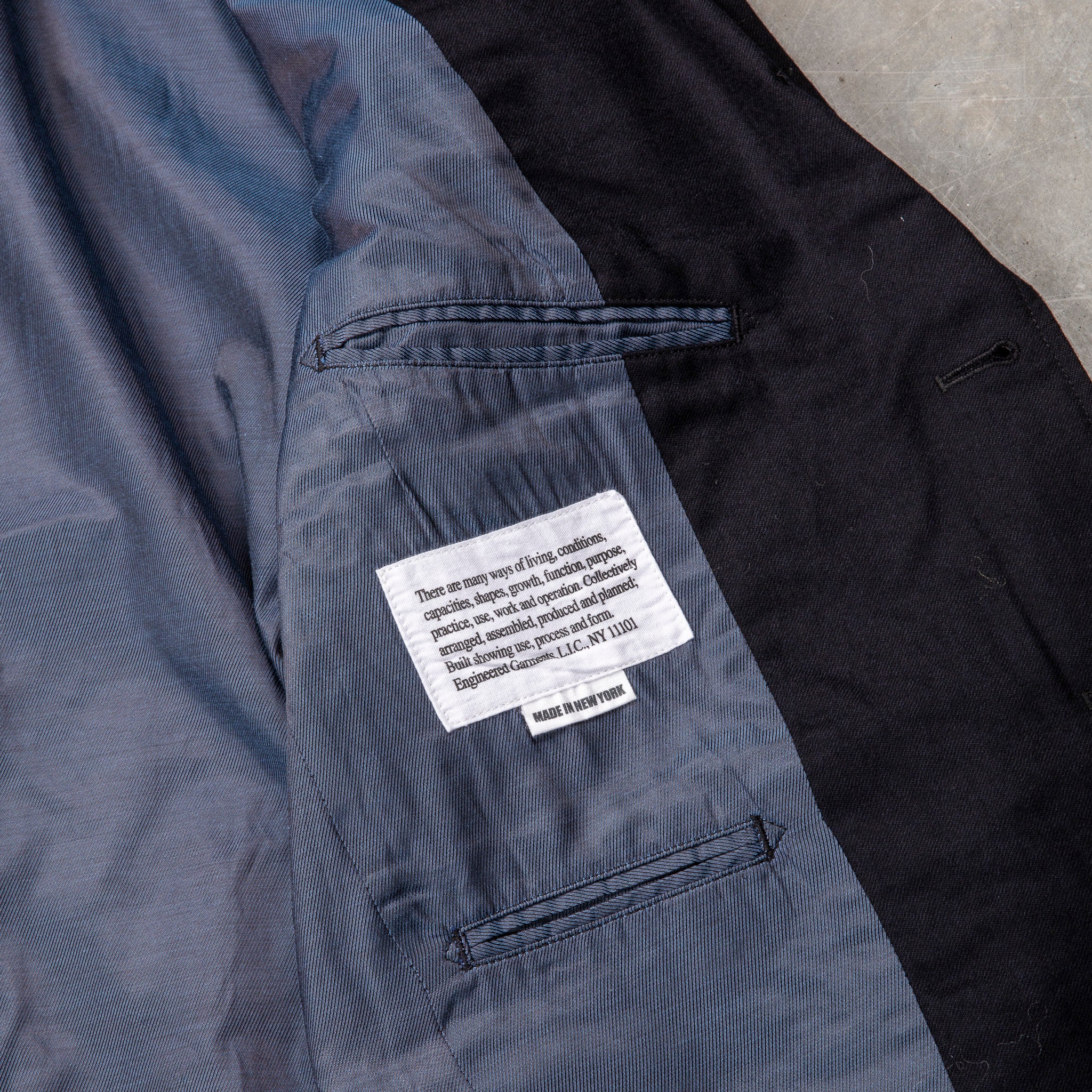 Engineered Garments Anover Jacket High Count Worsted Wool Dark Navy