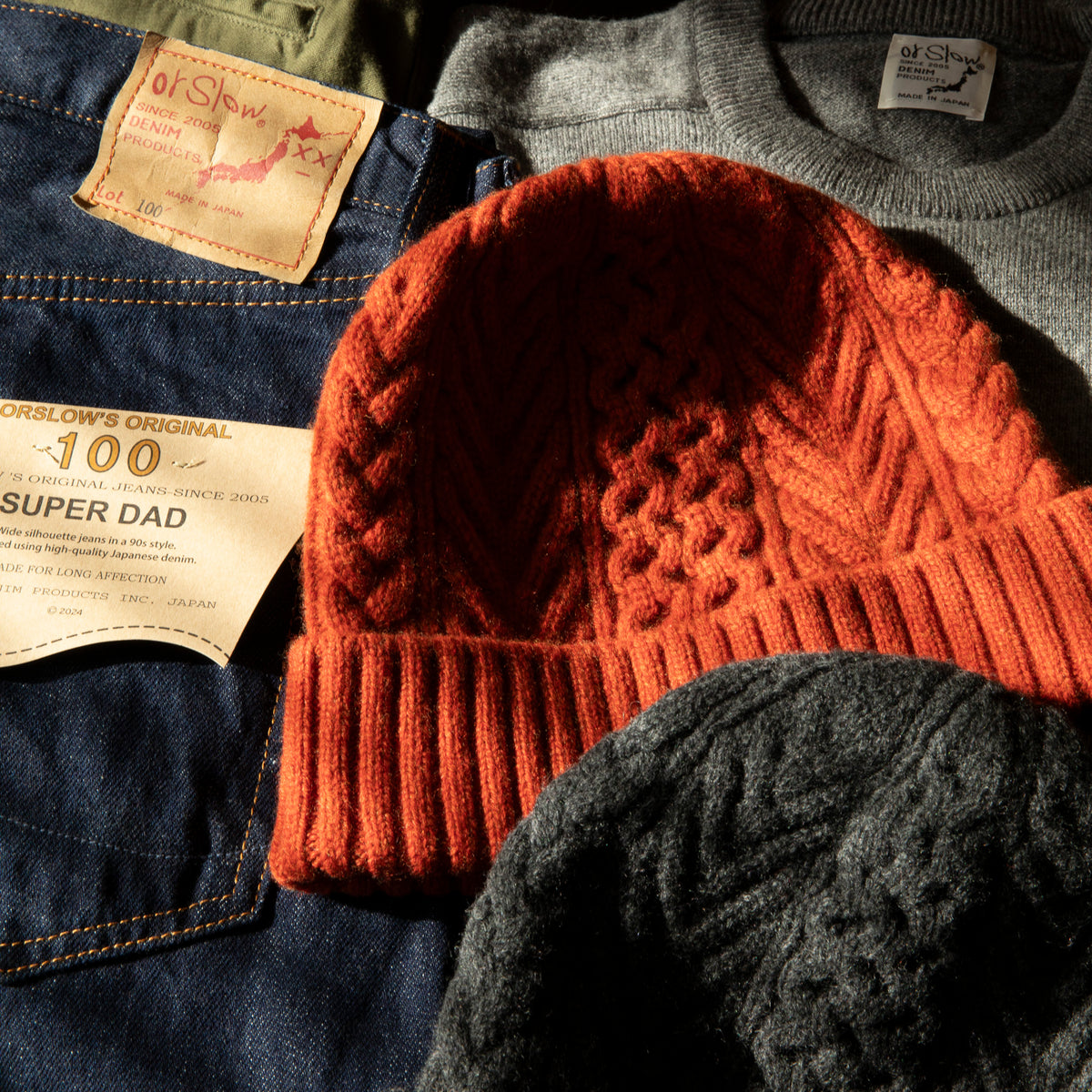 Orslow Classic Aran Beanie Crafted In Japan Orange