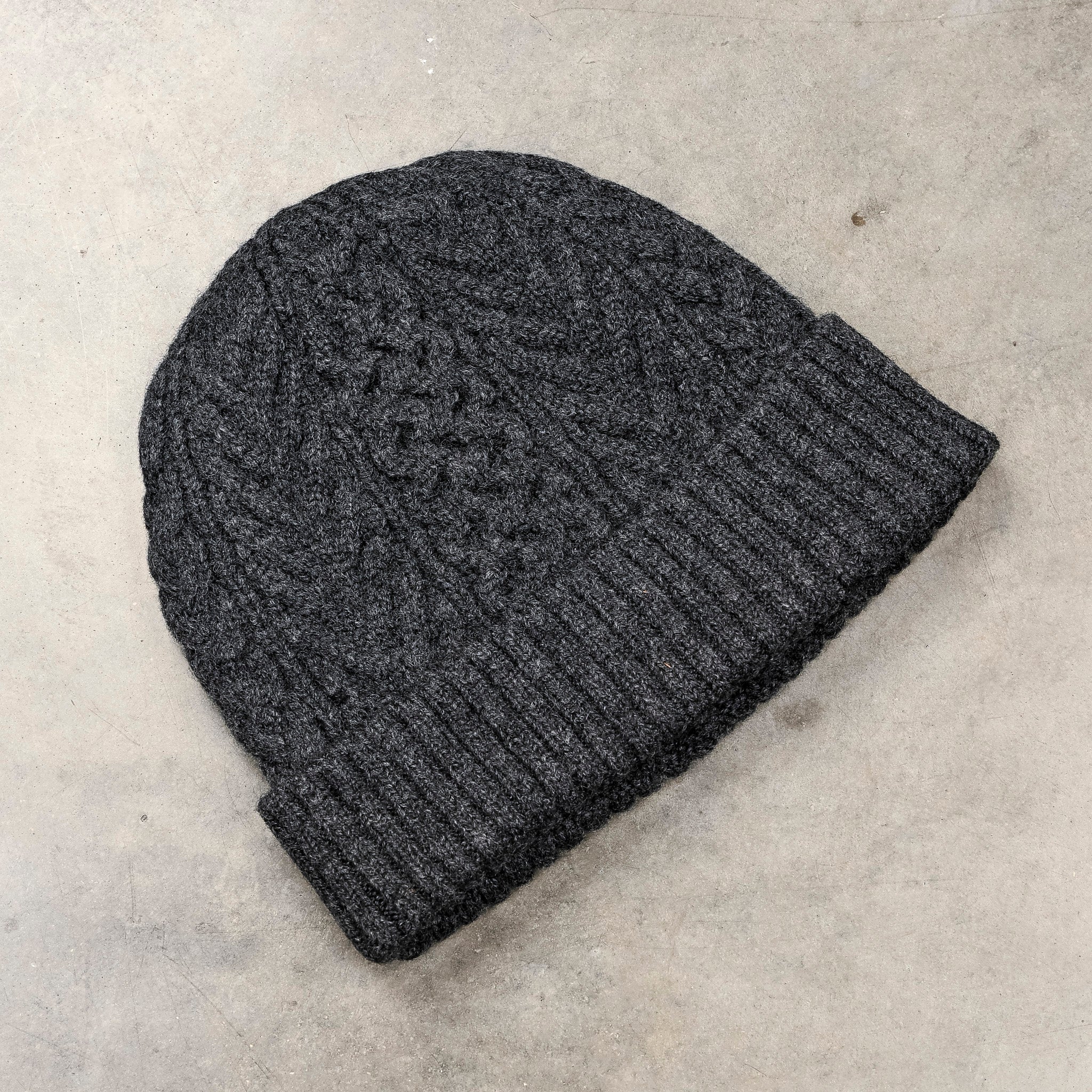 Orslow Classic Aran Beanie Crafted In Japan Charcoal Gray