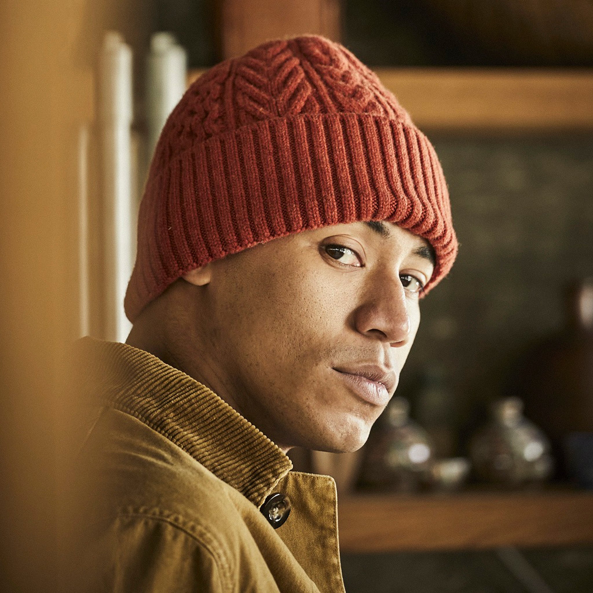 Orslow Classic Aran Beanie Crafted In Japan Orange