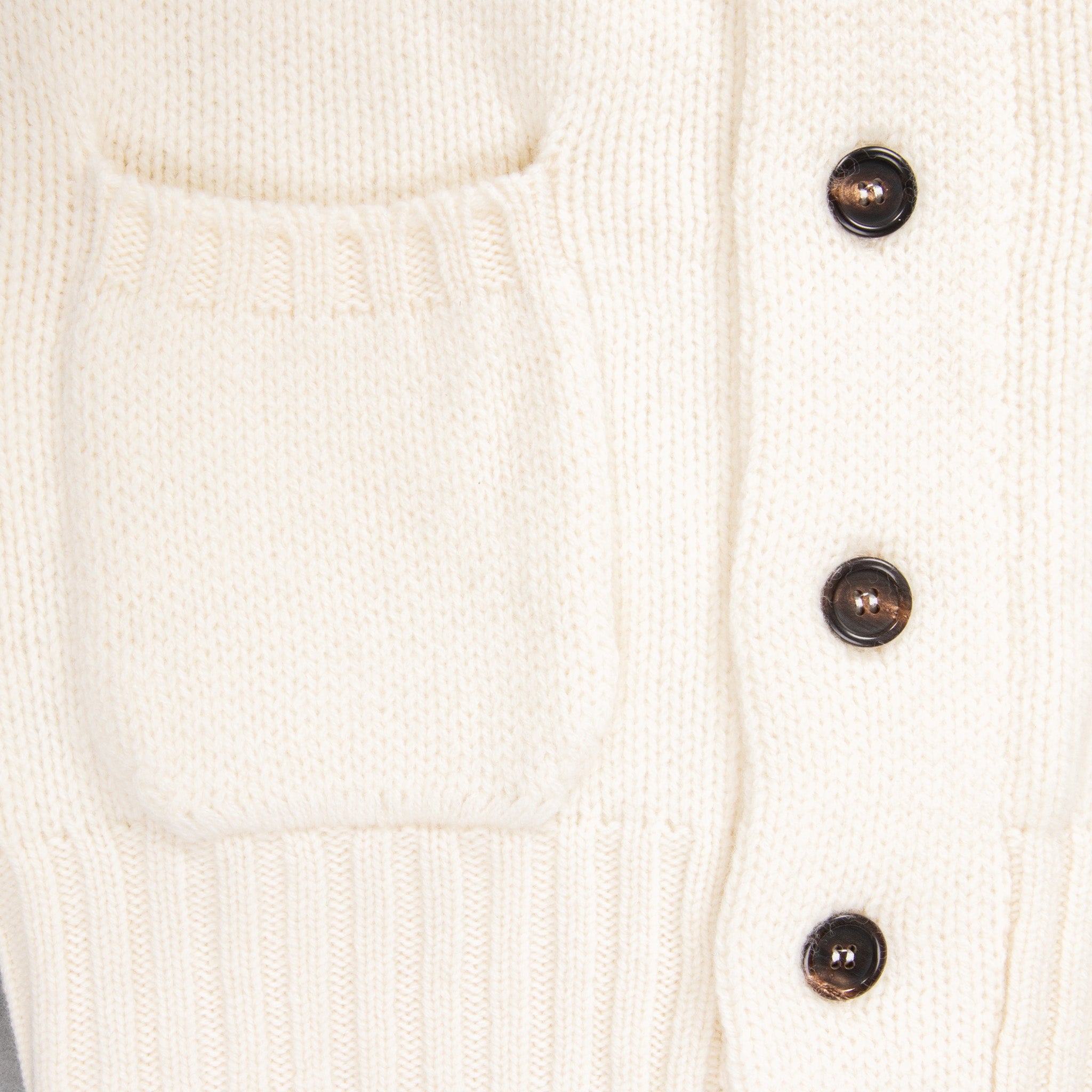 William Lockie x Frans Boone Alain Shawl Cardigan Lambswool Ecru