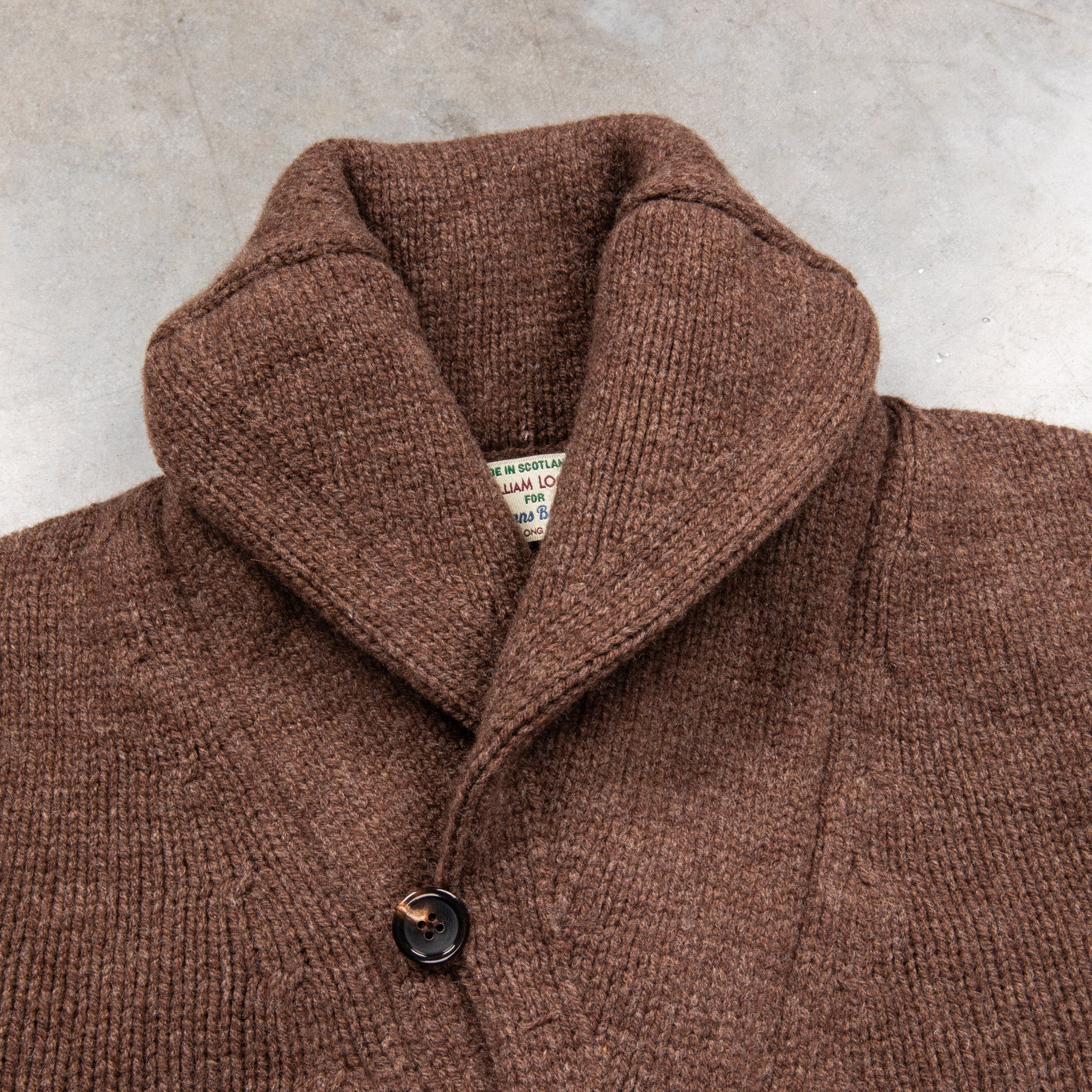 William Lockie x Frans Boone Alain Shawl Cardigan Lambswool Mocha