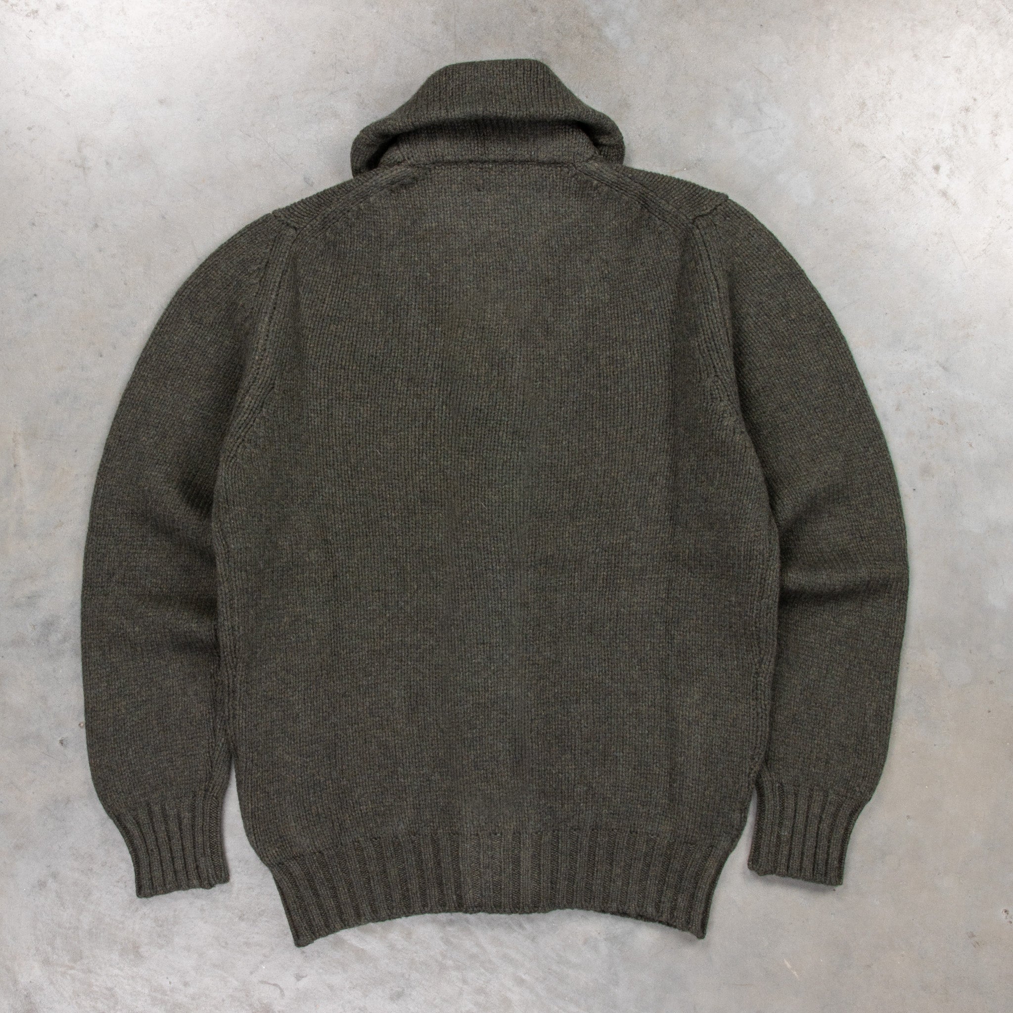 William Lockie x Frans Boone Alain Shawl Cardigan Lambswool Seaweed