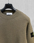Stone Island Lambswool Basket Weave Sweater Military Green
