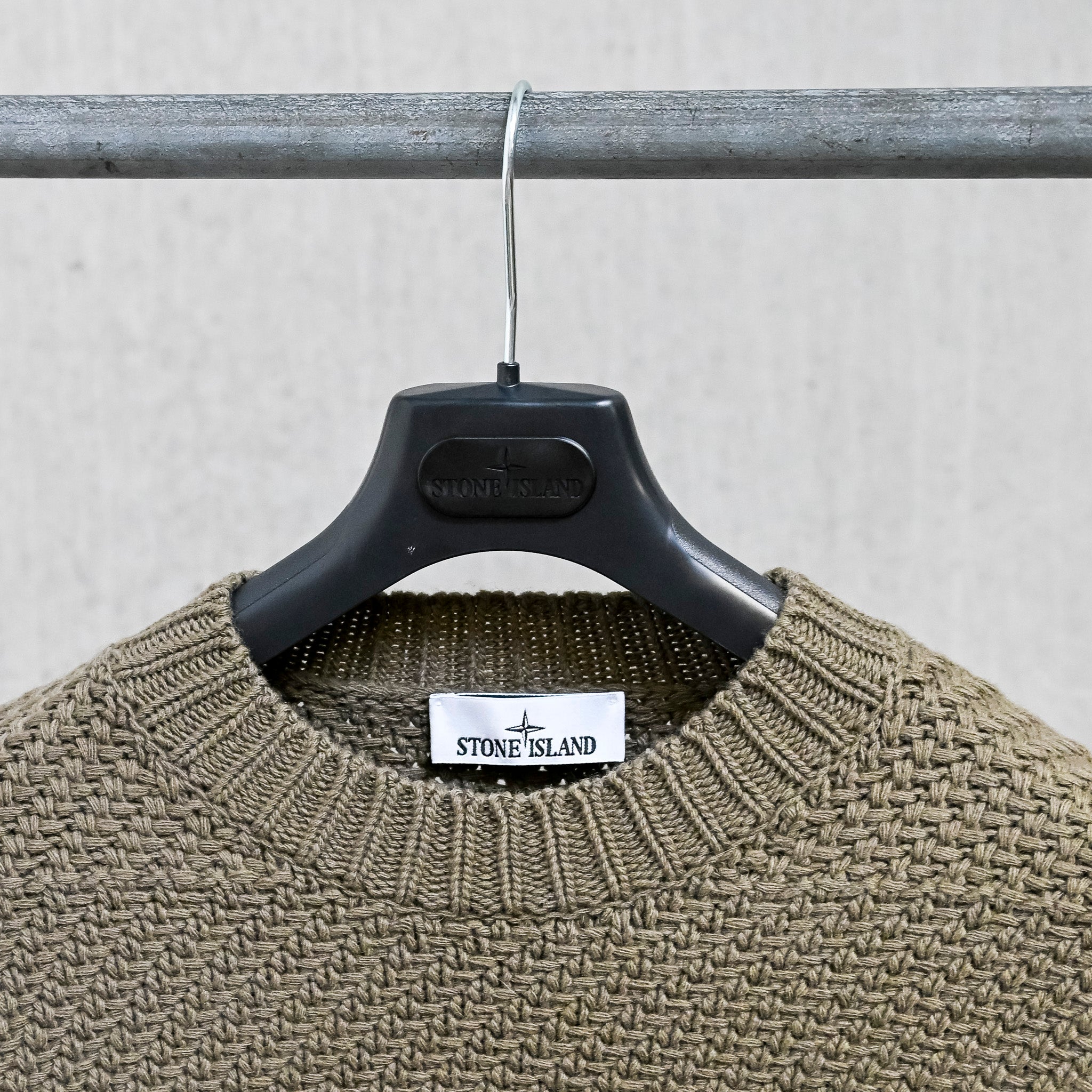Stone Island Lambswool Basket Weave Sweater Military Green