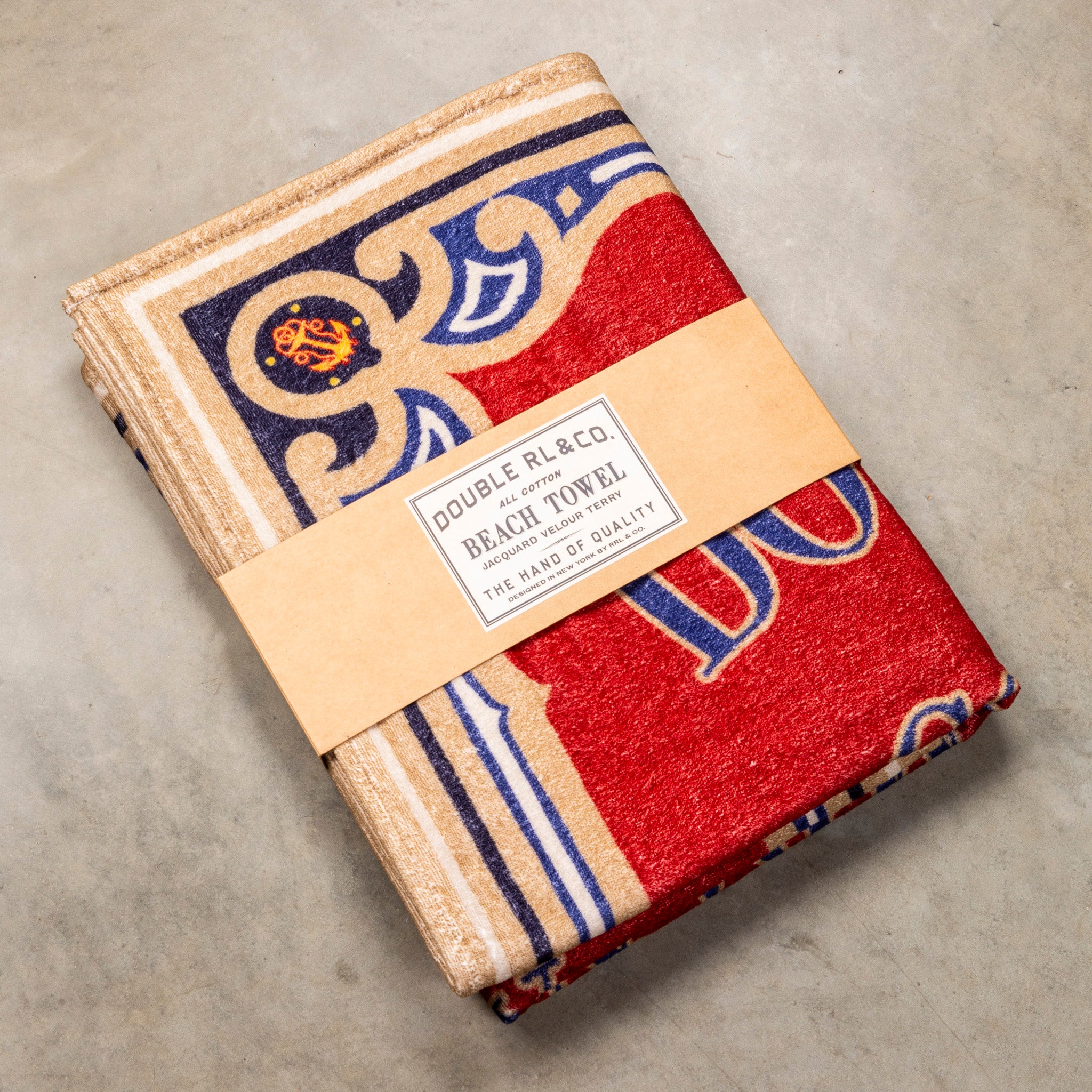 RRL Beach Towel Shield Graphic Red