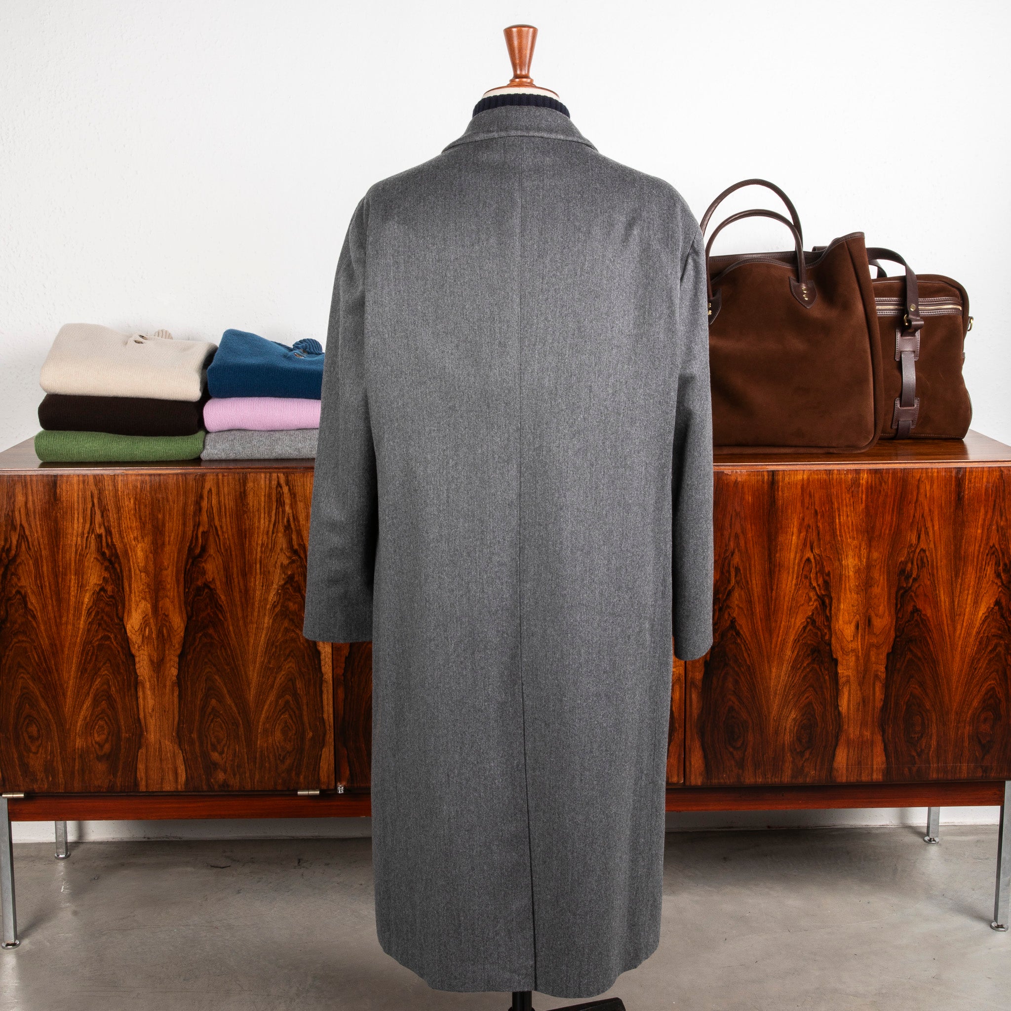 Cohérence Berto Double Breasted Coat Dolmany Satin Grey