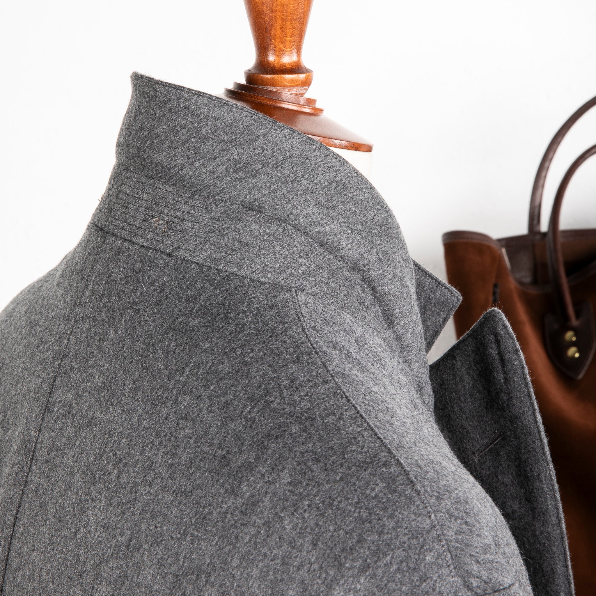 Cohérence Berto Double Breasted Coat Dolmany Satin Grey