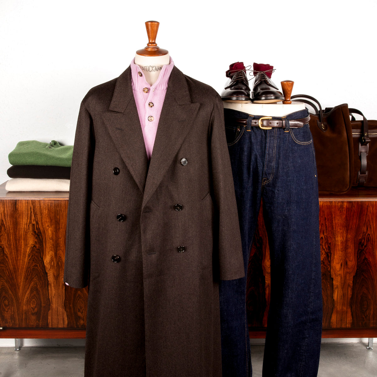 Cohérence Berto Double Breasted Coat Dolmany Satin Dark Brown 