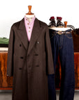 Cohérence Berto Double Breasted Coat Dolmany Satin Dark Brown