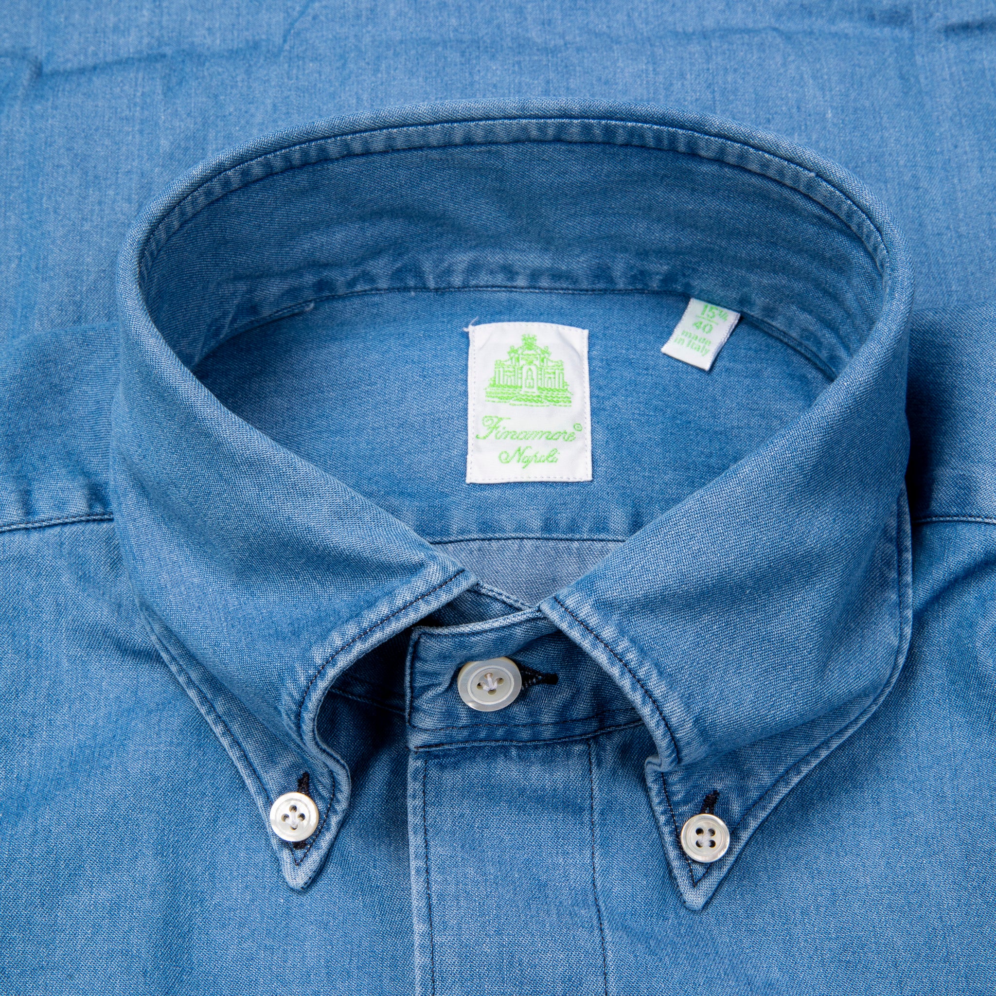 Finamore Gaeta shirt Lucio collar Regular Bleach Denim Finamore Gaeta shirt Lucio collar Regular Bleach Denim