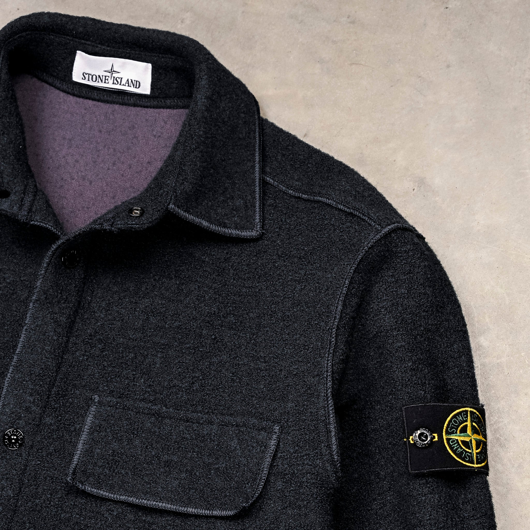 Stone Island Overshirt Boiled Wool Charcoal