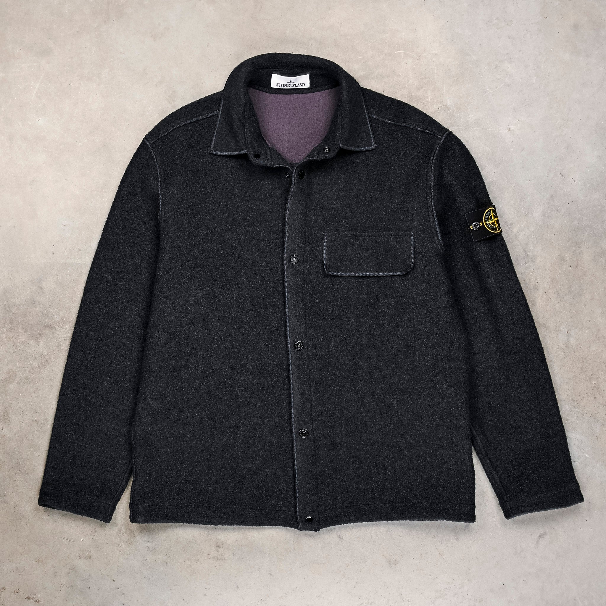 Stone Island Overshirt Boiled Wool Charcoal