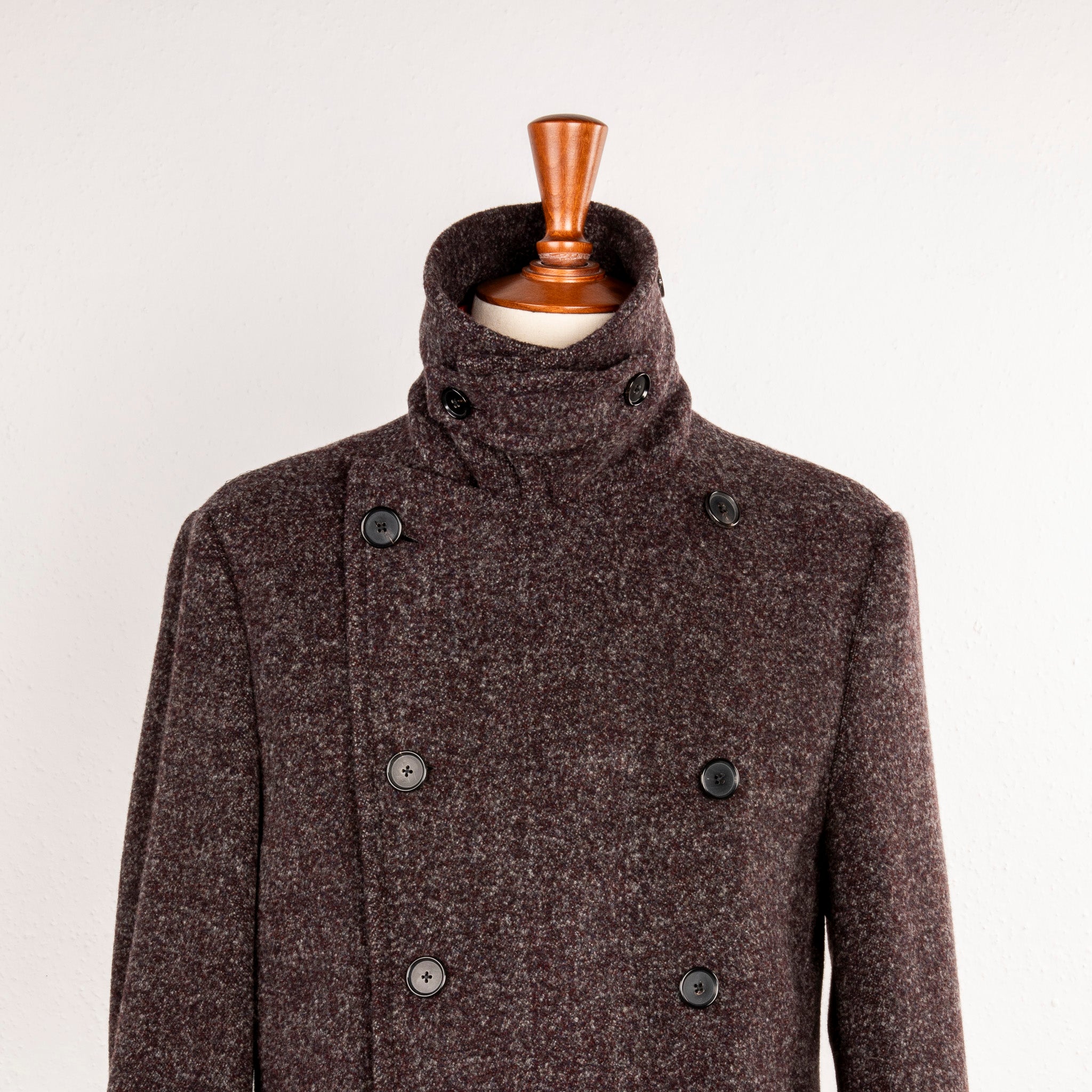 Caruso Corsaro Wool Bouclé DB Coat Burgundy